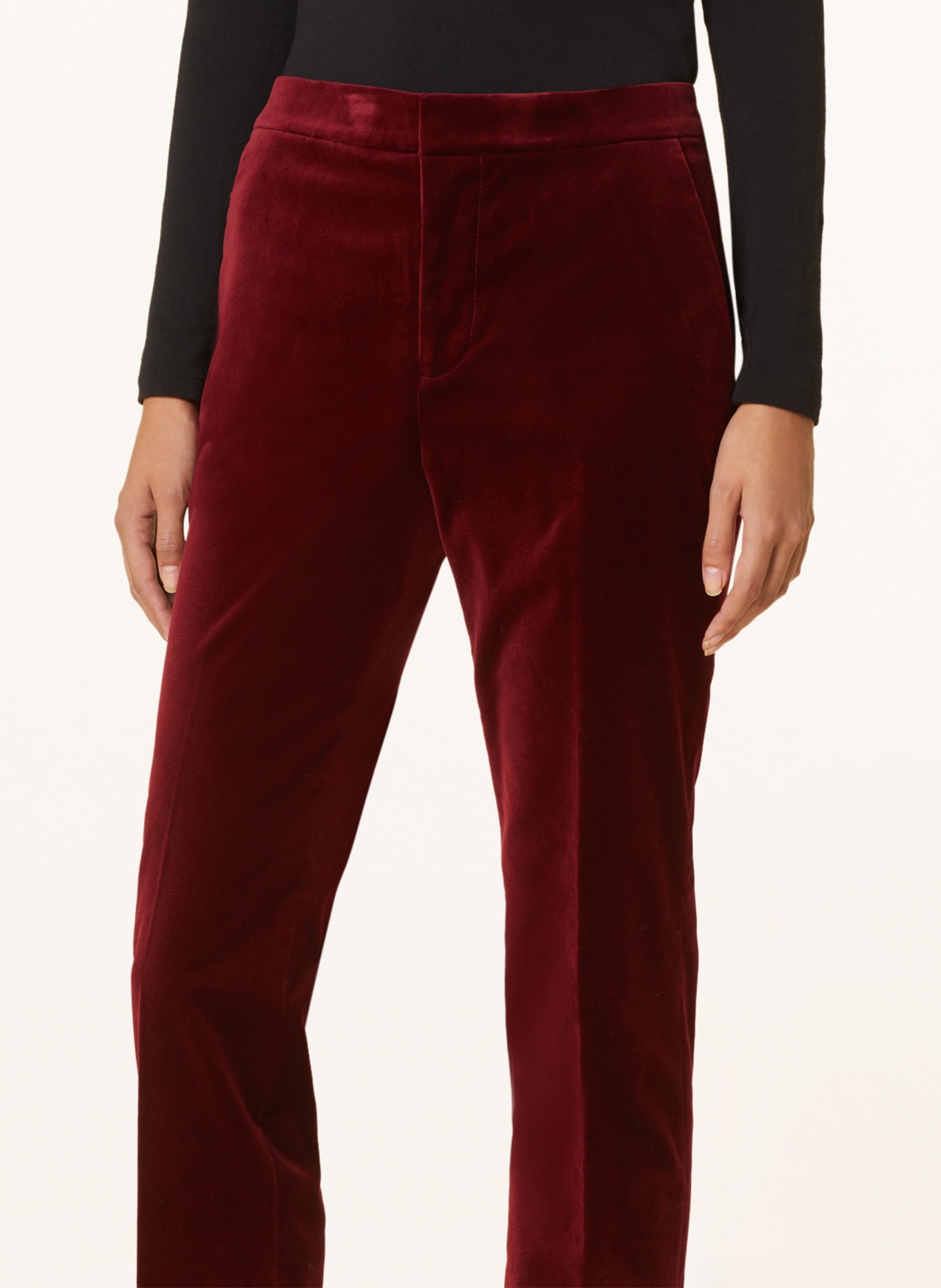 LAUREN RALPH LAUREN Velvet pants, Color: DARK RED (Image 5)