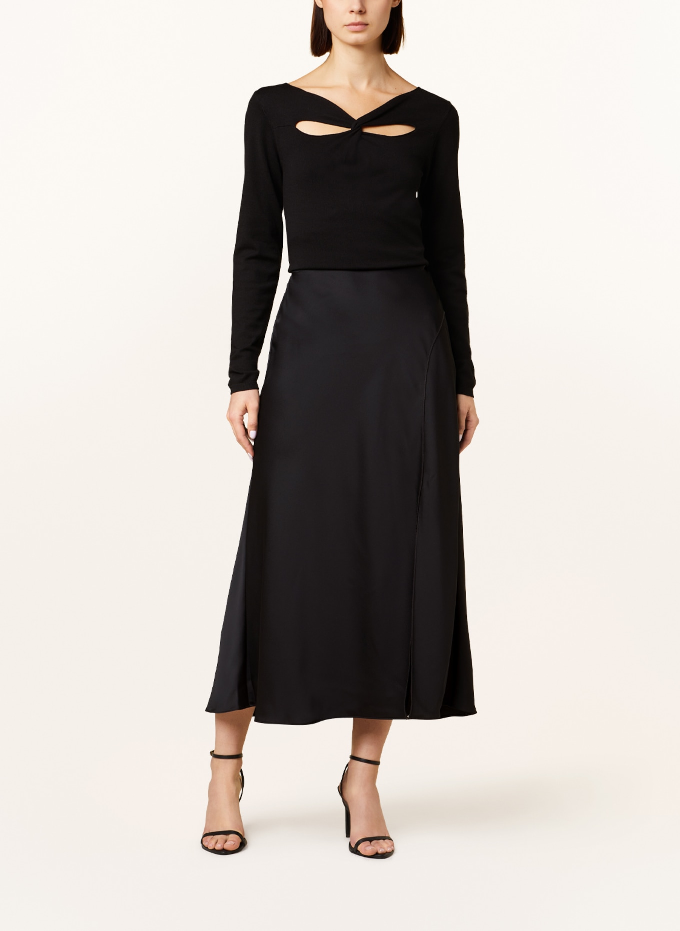 LAUREN RALPH LAUREN Satin skirt, Color: BLACK (Image 2)
