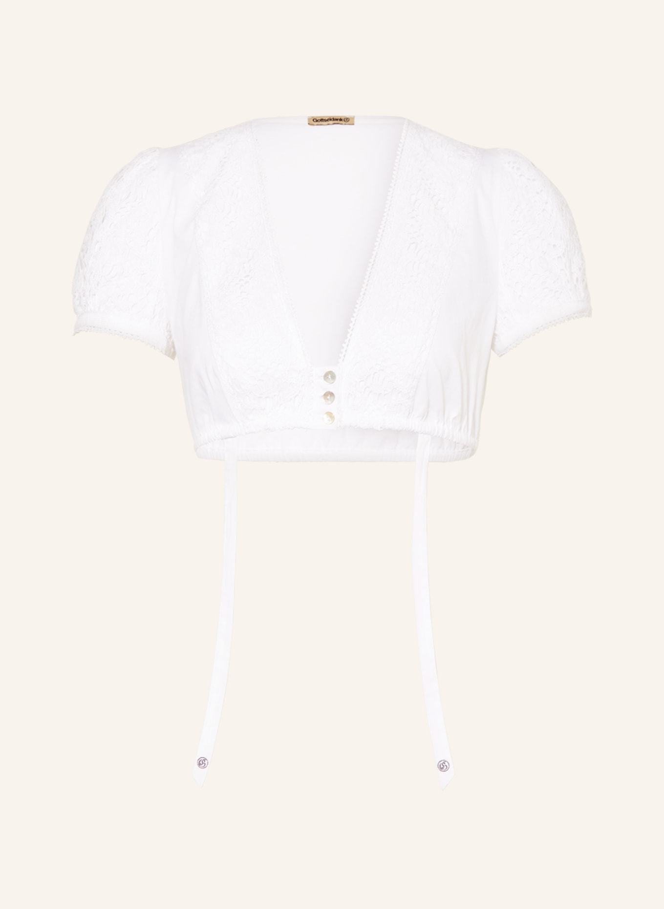 Gottseidank Dirndl blouse LIESBETH with crochet lace, Color: WHITE (Image 1)
