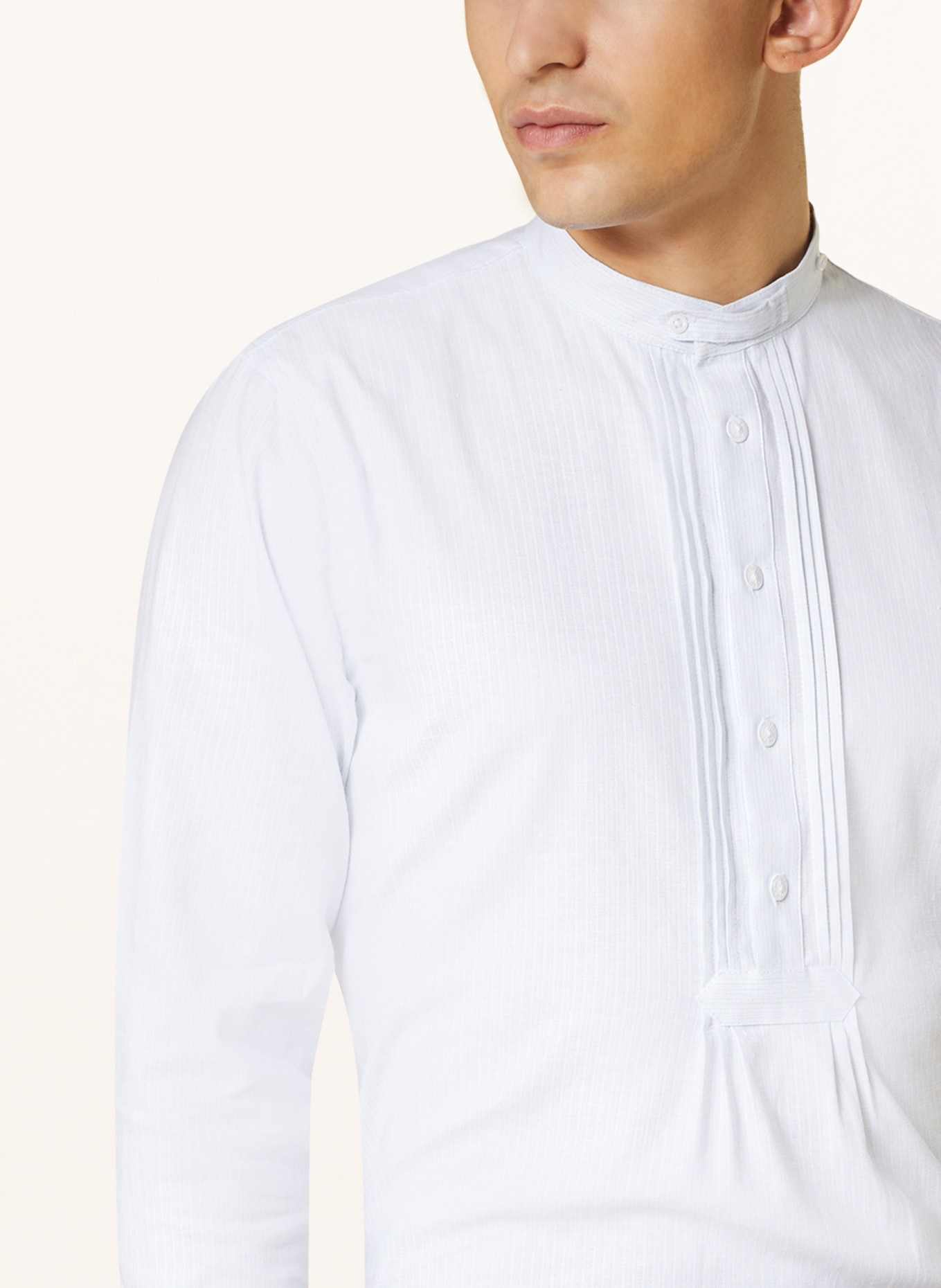Gottseidank Trachten shirt PFOAD regular fit, Color: WHITE/ LIGHT BLUE (Image 4)