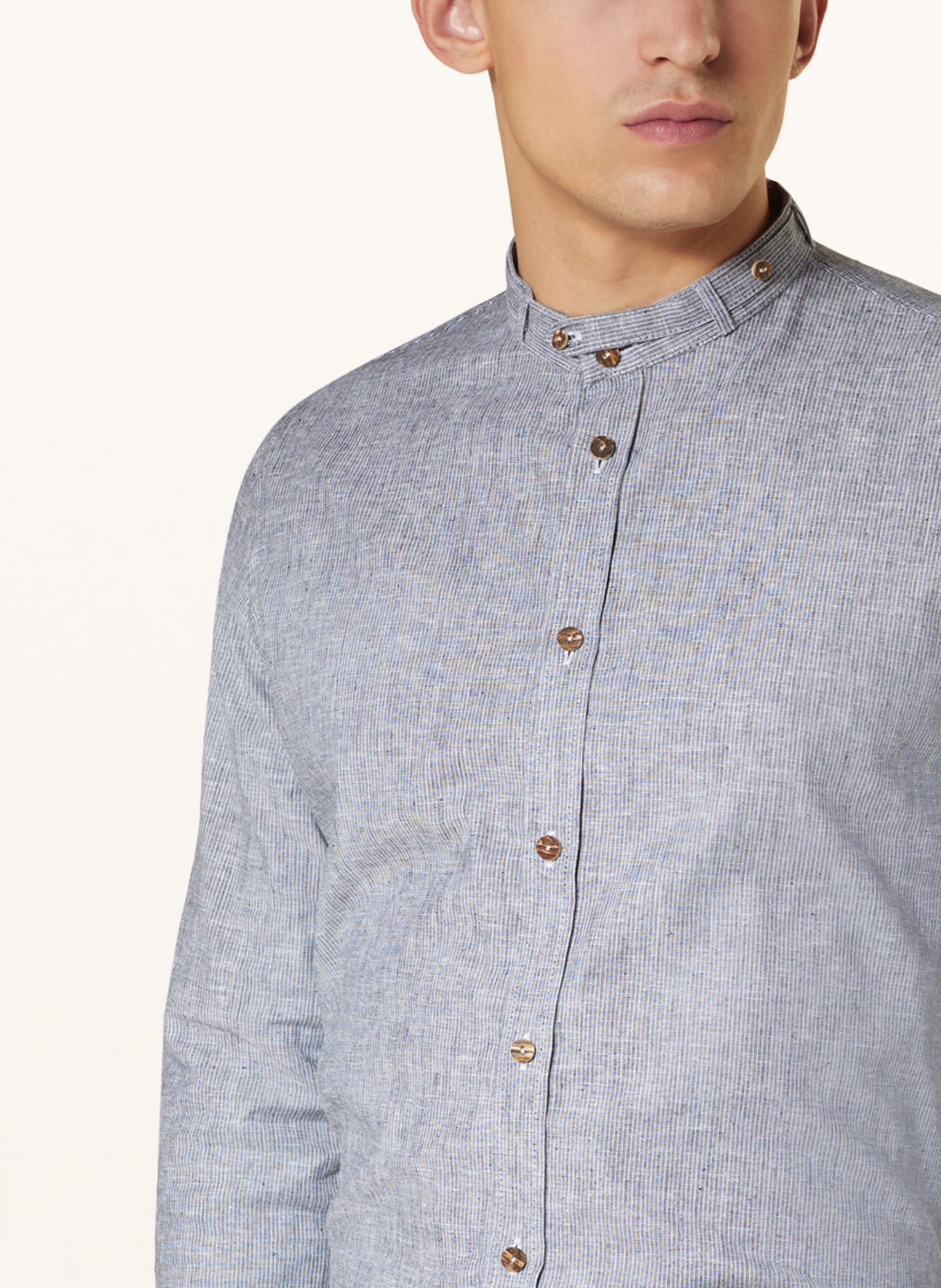 Gottseidank Trachten shirt LENZ slim fit, Color: DARK GRAY/ WHITE (Image 4)