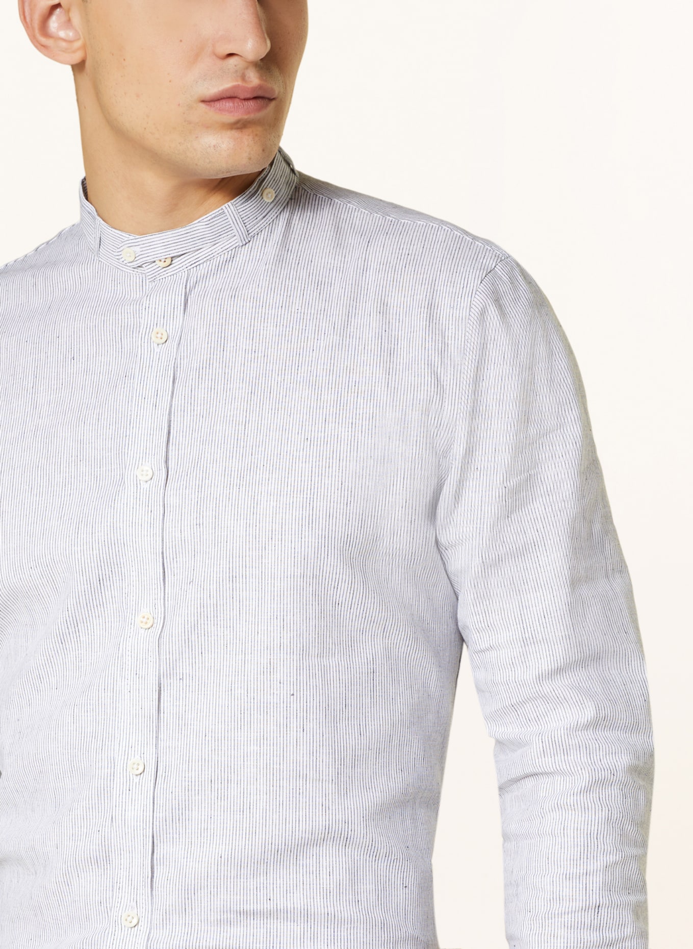 Gottseidank Trachten shirt LENZ slim fit, Color: CREAM/ DARK BLUE (Image 4)