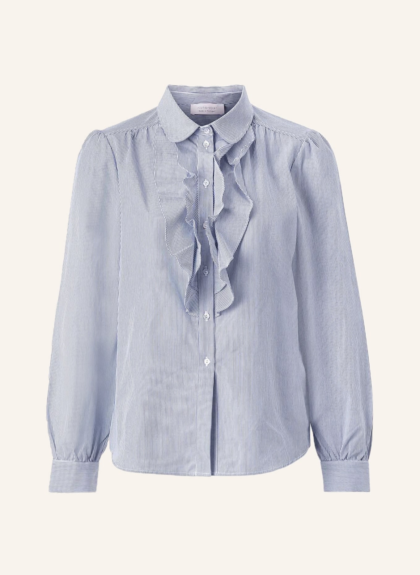 rich&royal Shirt blouse with frills, Color: WHITE/ DARK BLUE (Image 1)