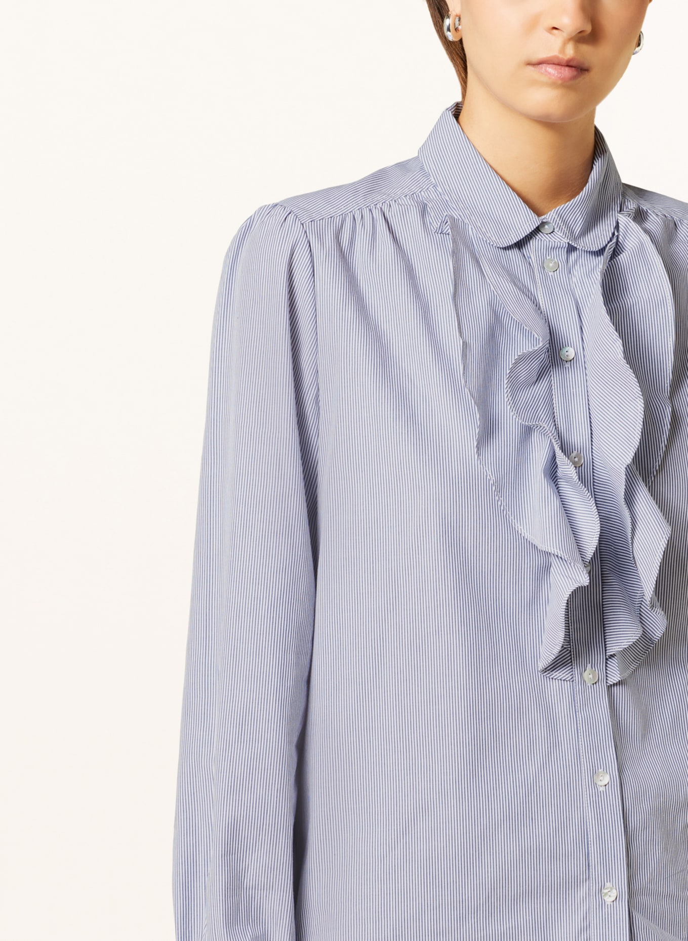 rich&royal Shirt blouse with frills, Color: WHITE/ DARK BLUE (Image 4)