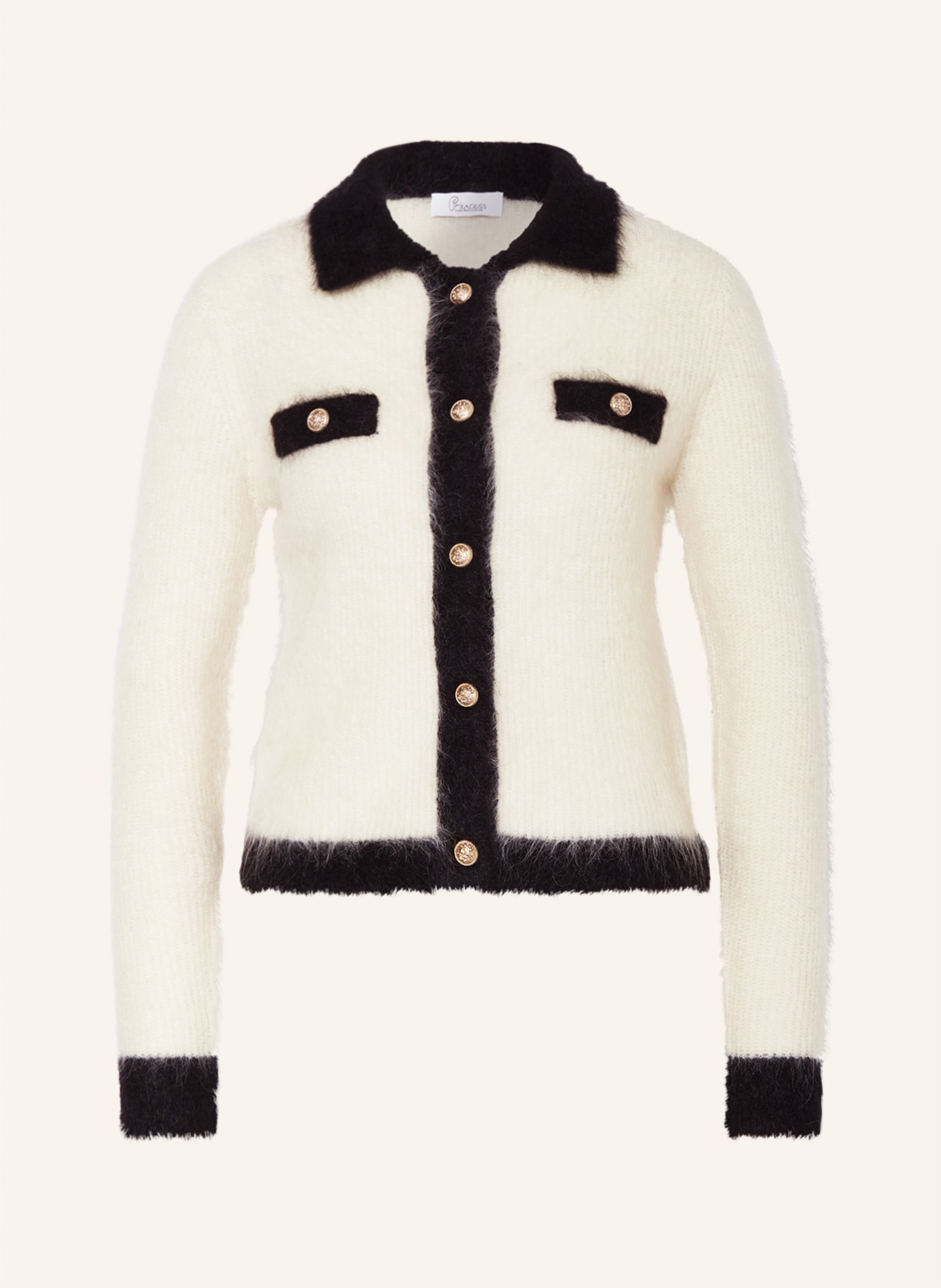Princess GOES HOLLYWOOD Cardigan made of mohair, Color: CREAM/ BLACK (Image 1)