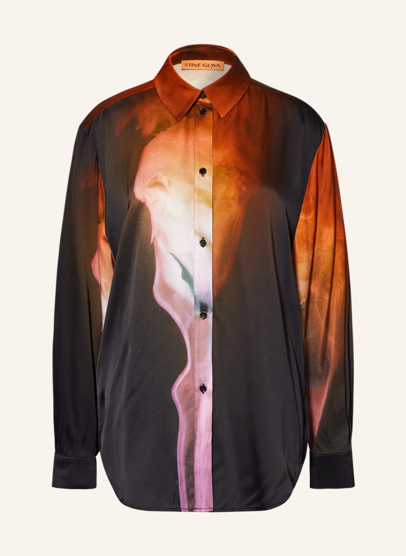 STINE GOYA Shirt blouse SOPHIA, Color: BLACK/ DARK ORANGE/ PURPLE (Image 1)