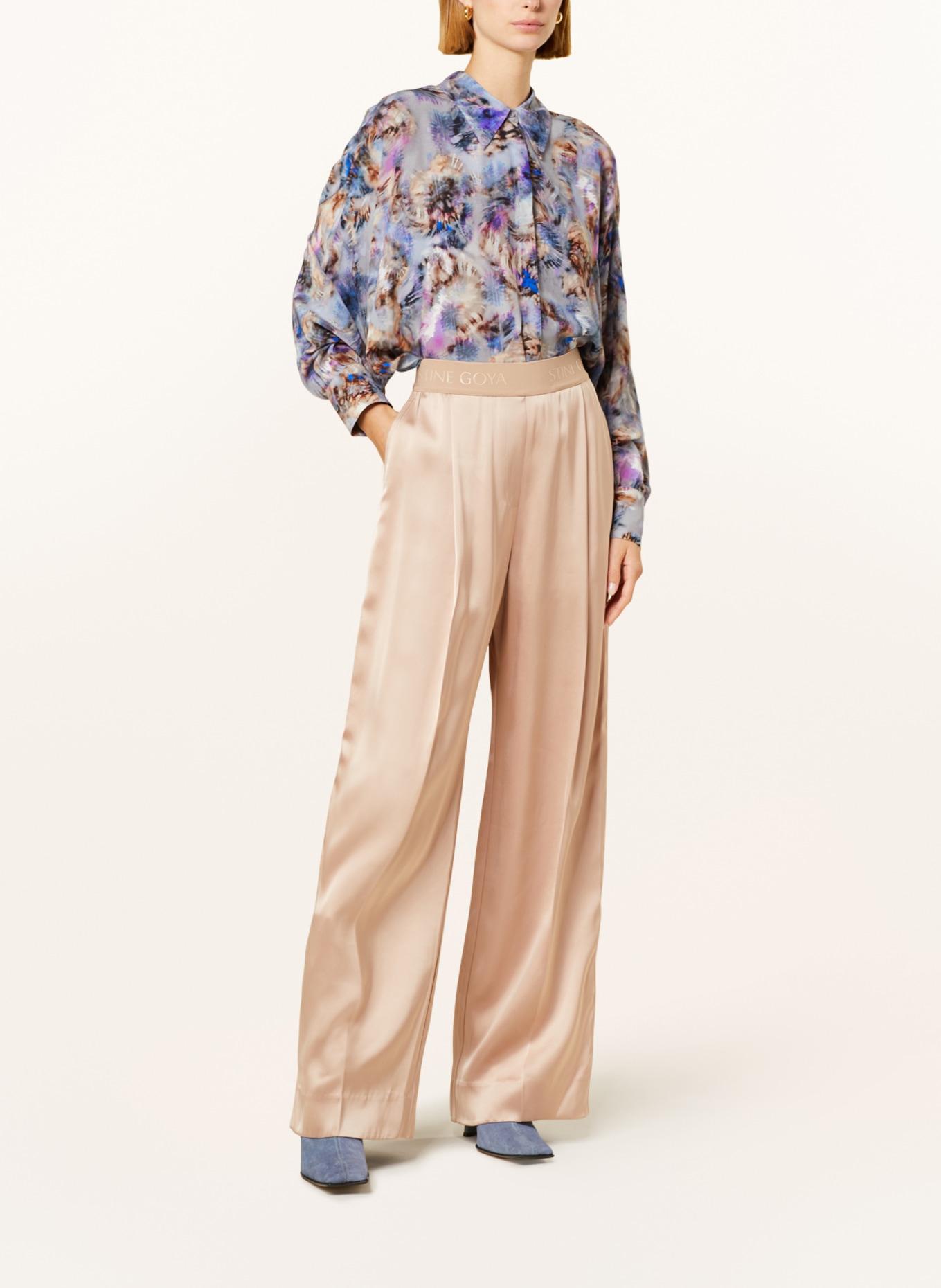 STINE GOYA Wide leg trousers CHIARA made of satin, Color: NUDE (Image 2)