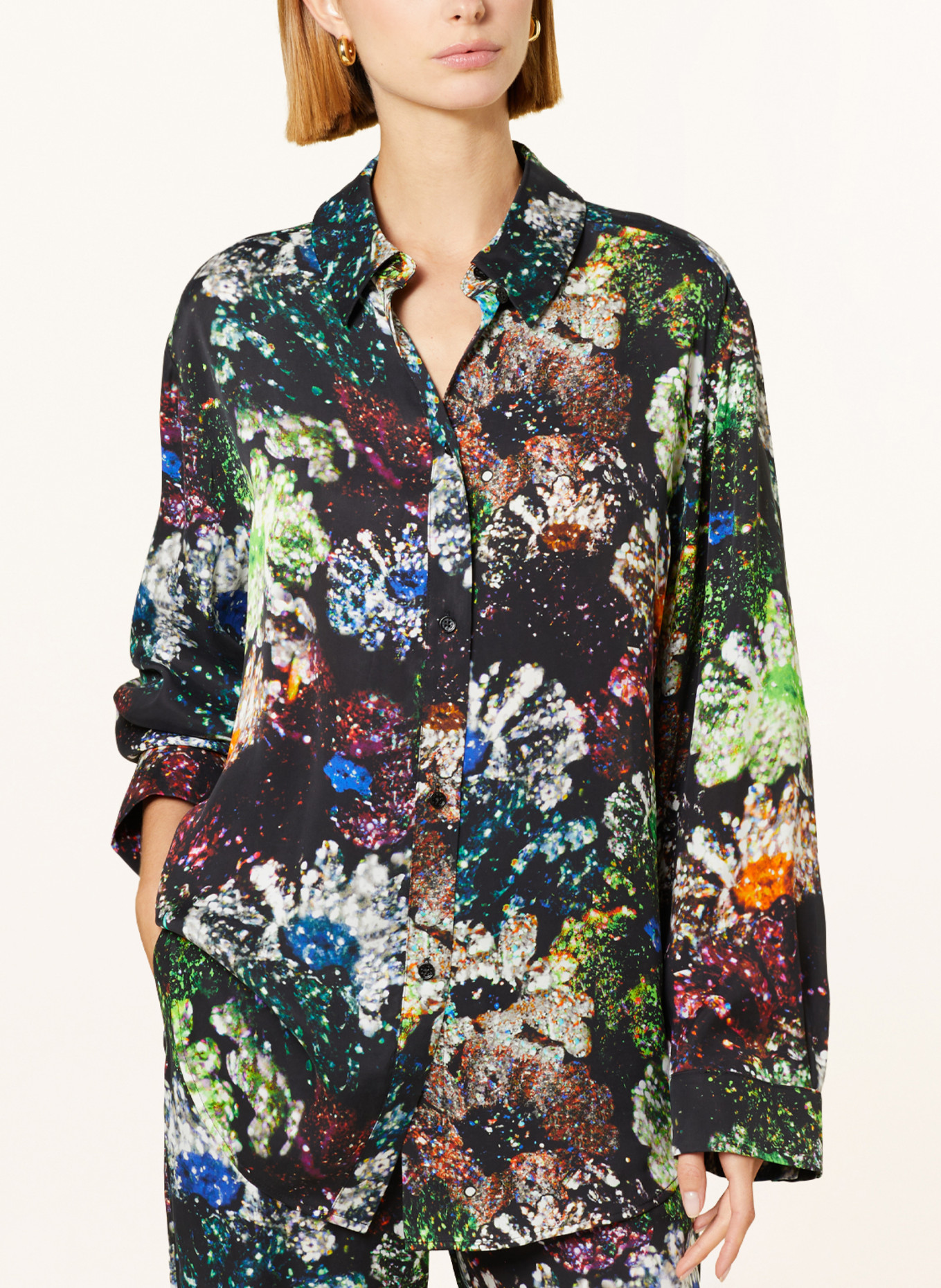 STINE GOYA Shirt blouse SOPHIA, Color: BLACK/ LIGHT GREEN/ BLUE (Image 4)