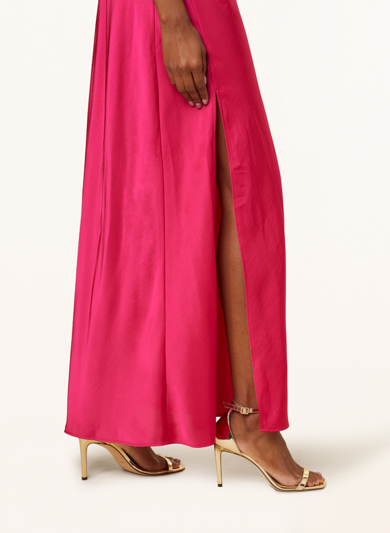 DANTE6 One-Shoulder šaty PENRITH ze saténu: FUCHSIOVÁ