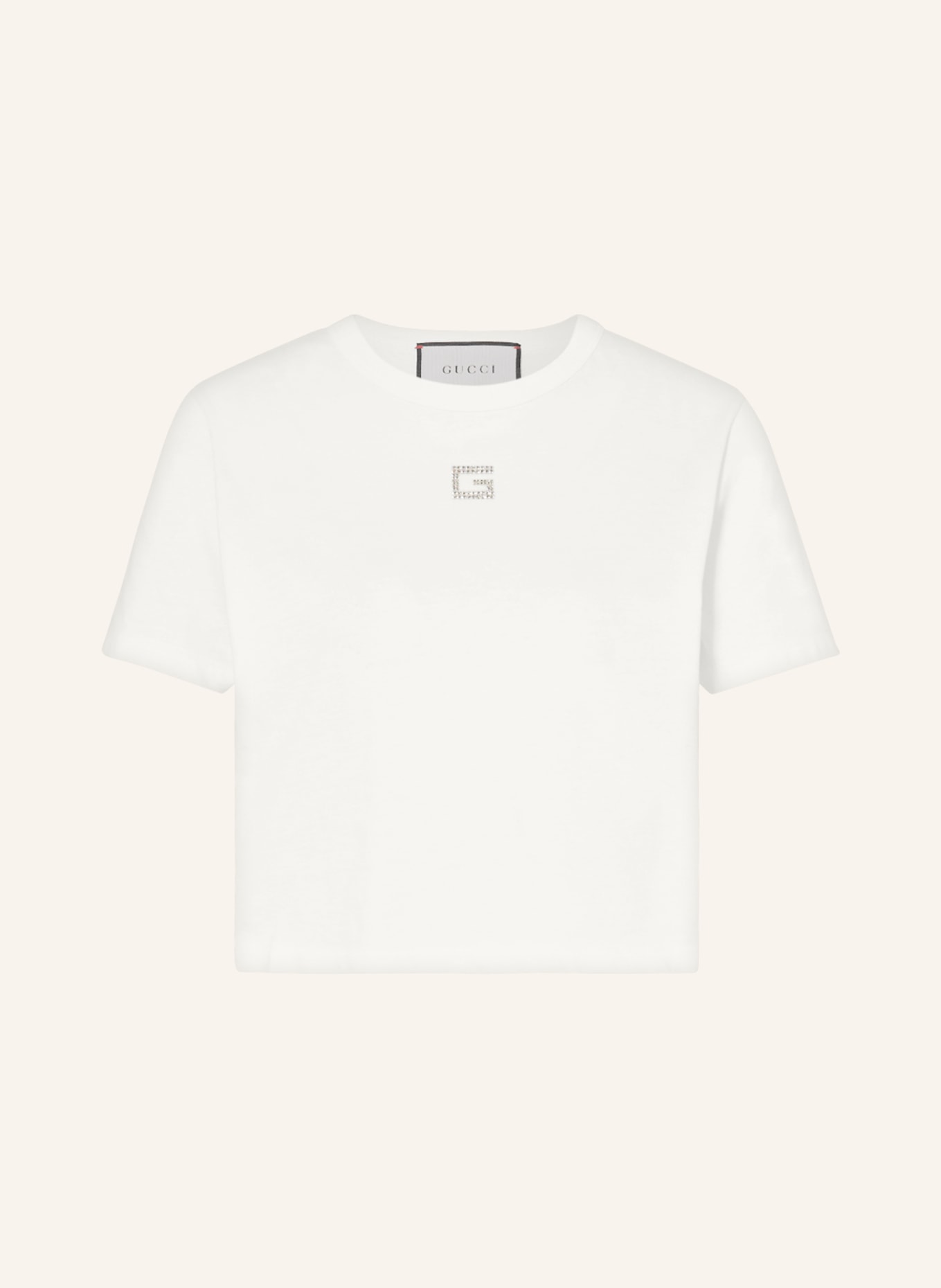 GUCCI T-Shirt mit Schmucksteinen, Farbe: ECRU (Bild 1)