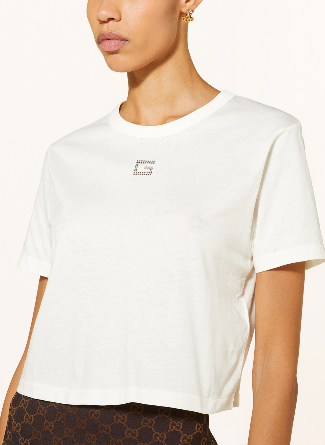 GUCCI T-Shirt mit Schmucksteinen, Farbe: ECRU (Bild 4)