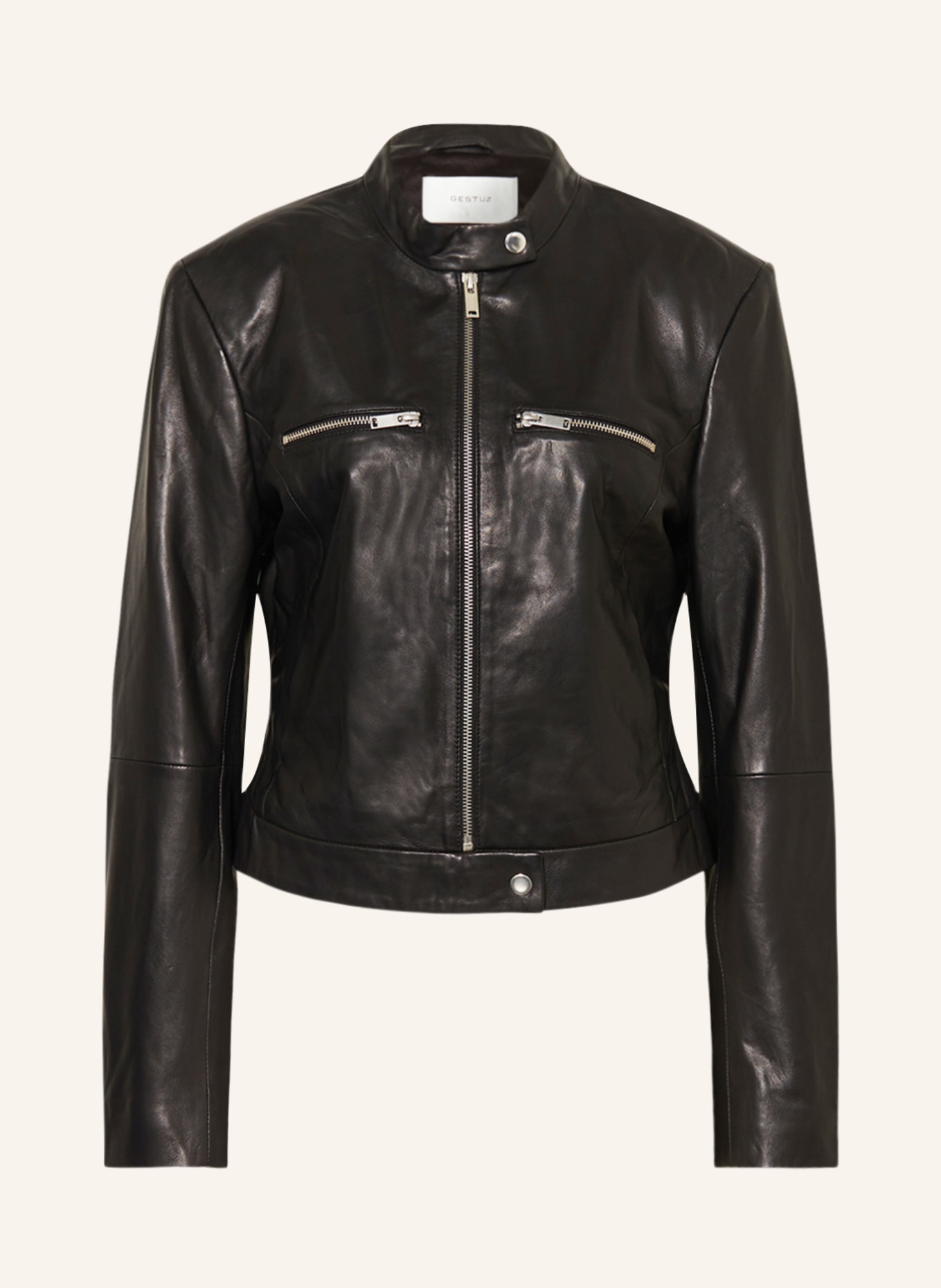 GESTUZ Leather jacket OLIVIGZ, Color: BLACK (Image 1)