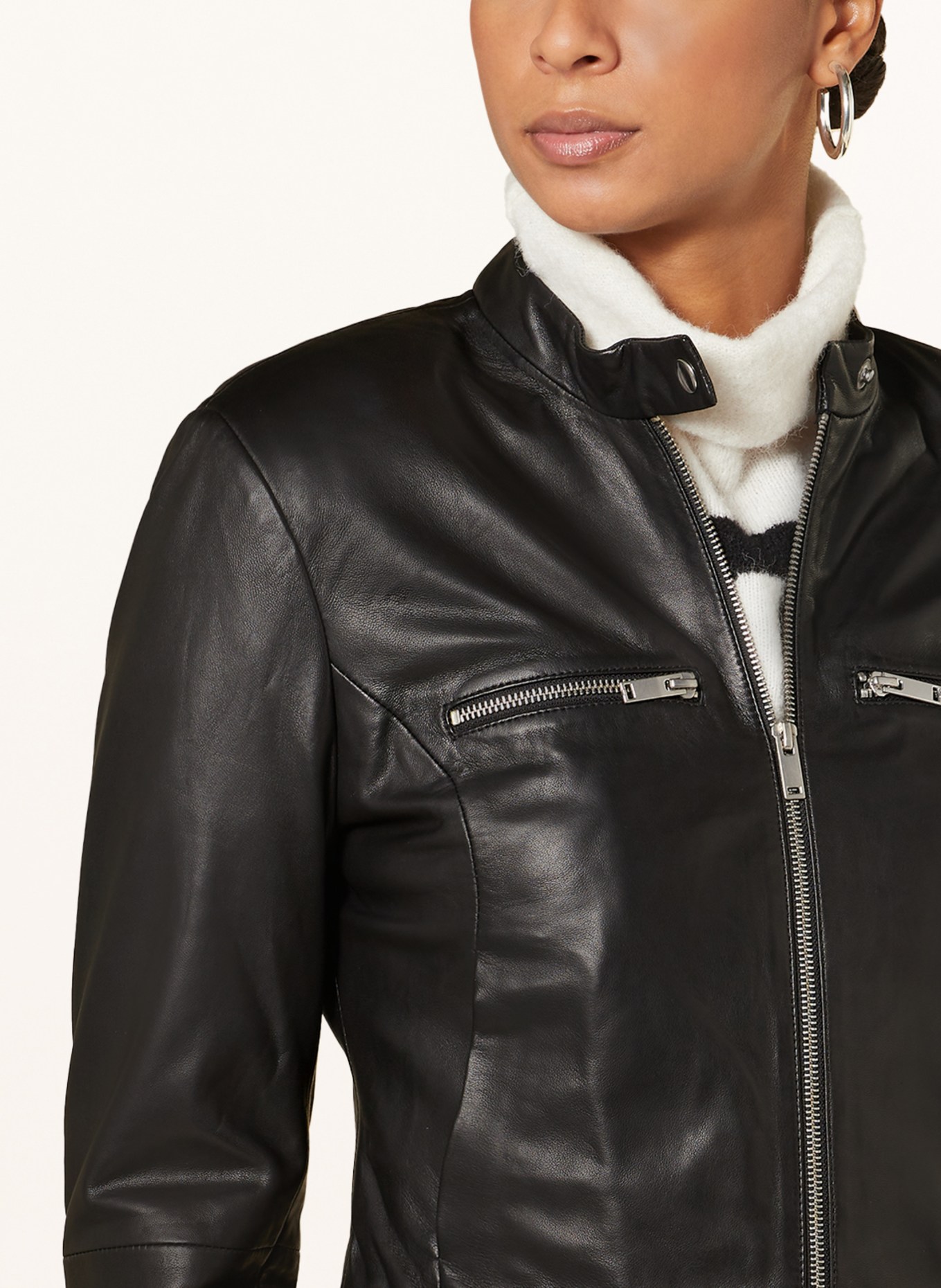 GESTUZ Leather jacket OLIVIGZ, Color: BLACK (Image 4)