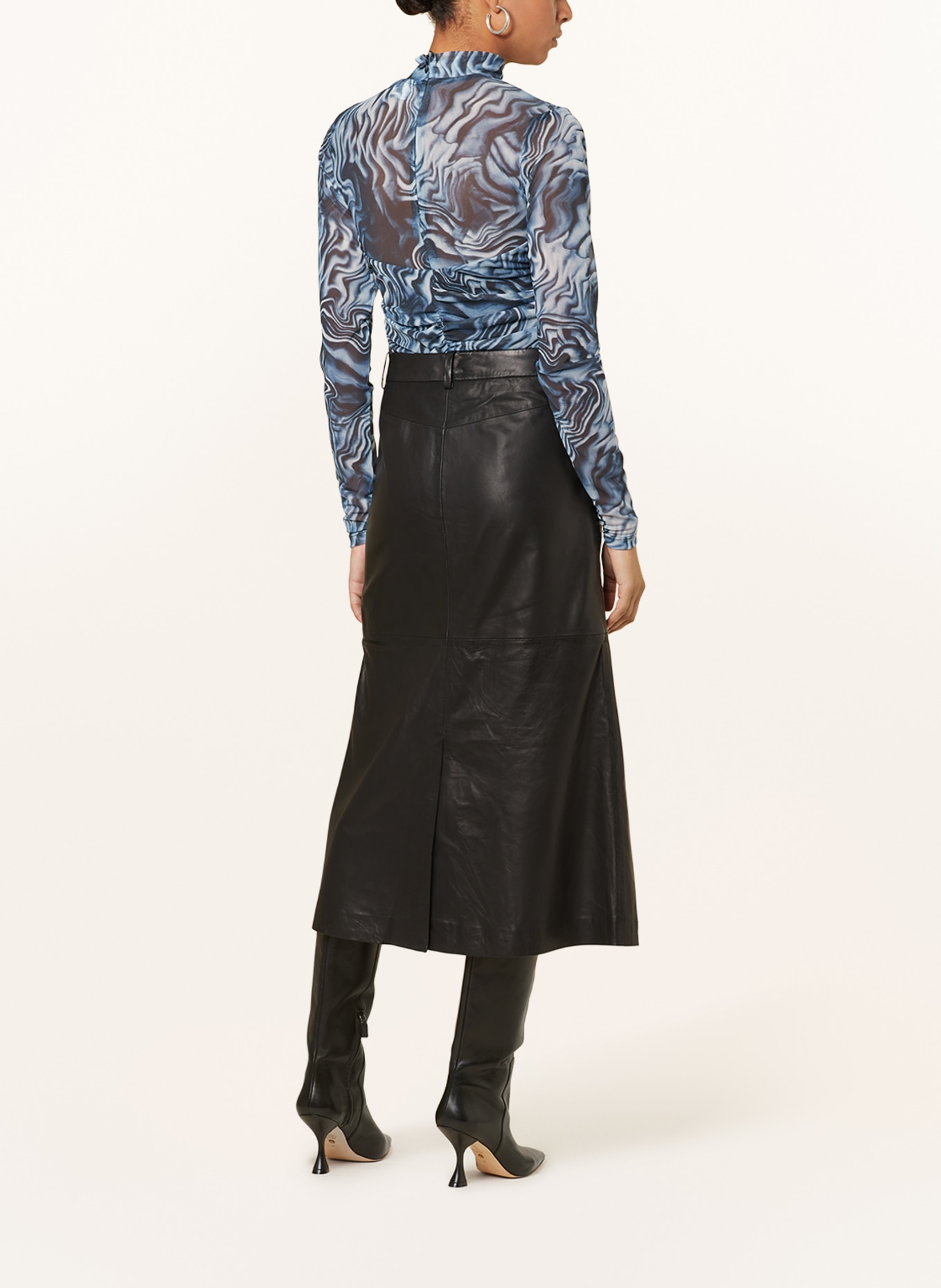 GESTUZ Leather skirt OLIVIGZ, Color: BLACK (Image 3)