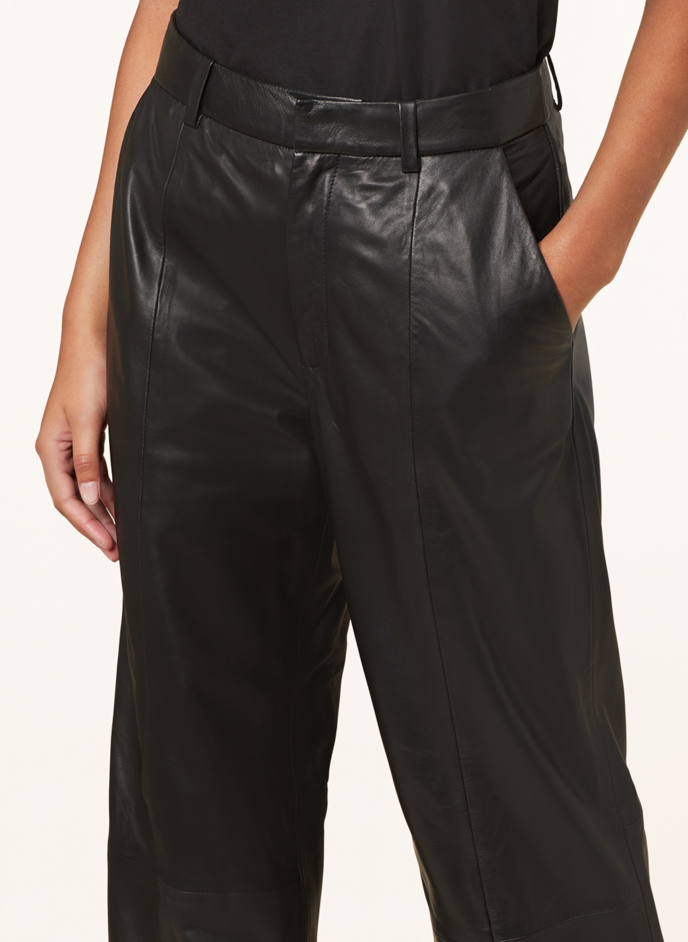 GESTUZ Leather pants OLIVIGZ, Color: BLACK (Image 5)