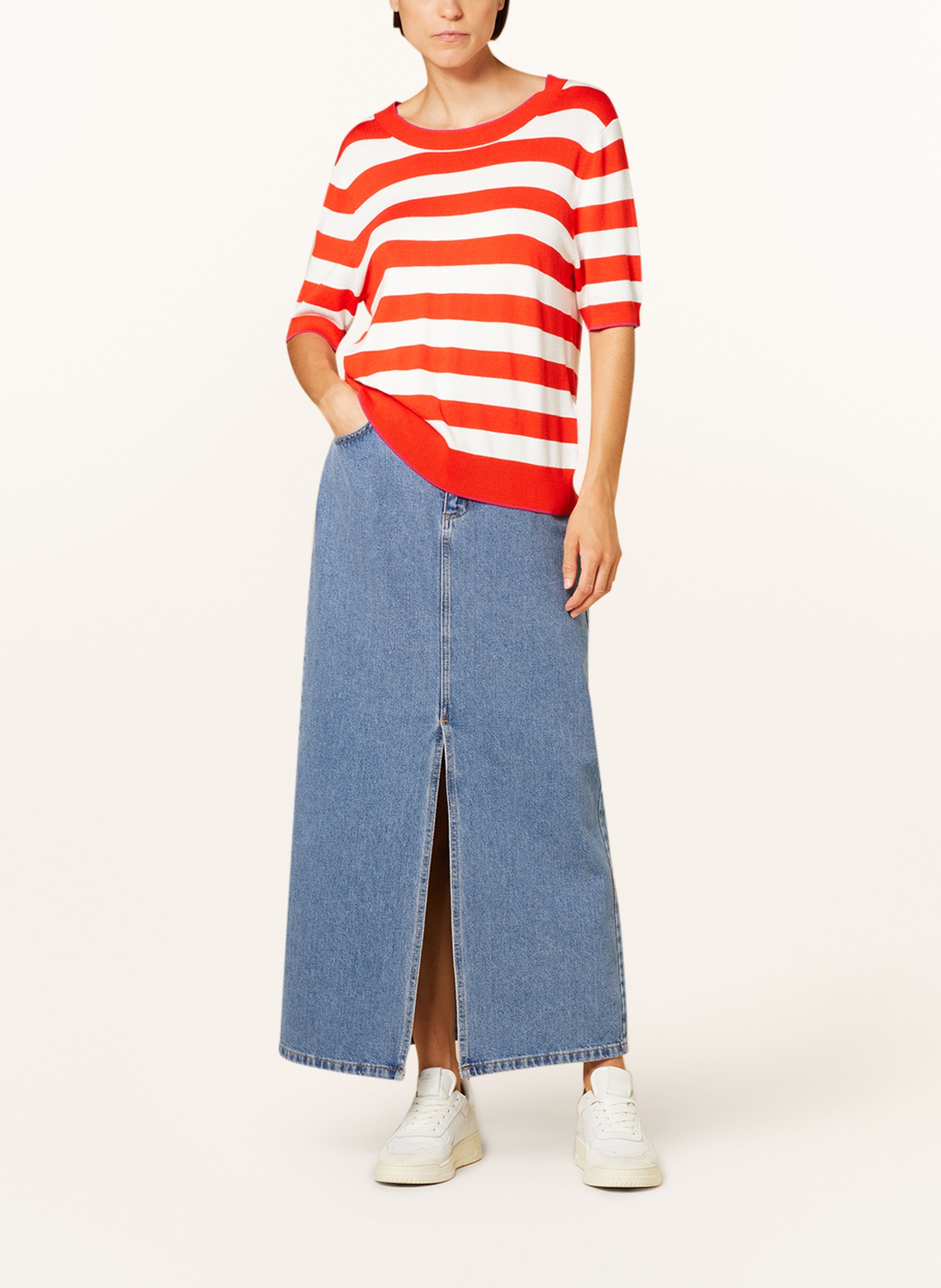 darling harbour Strickshirt: ORANGE / ECRU