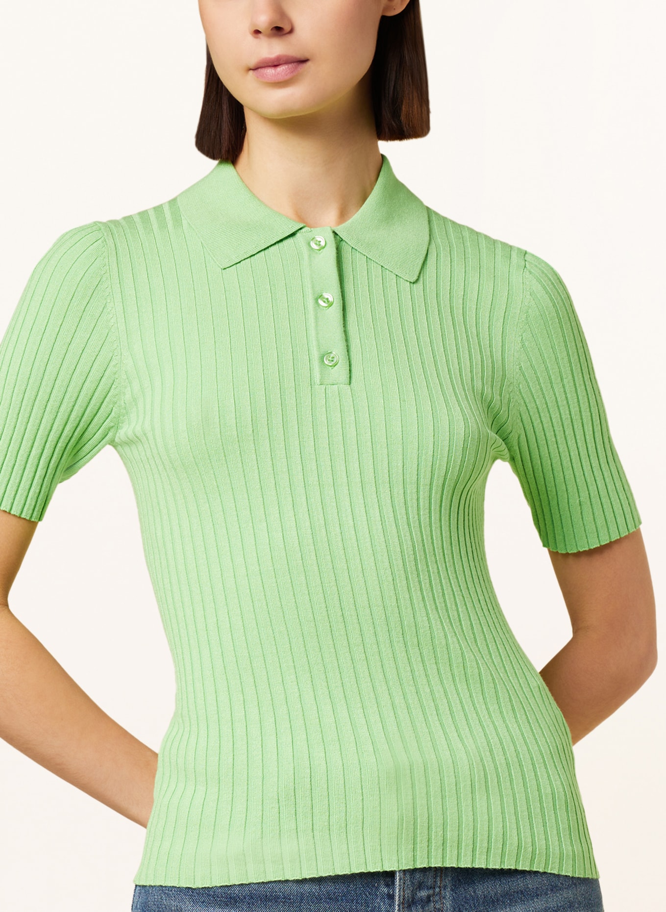 darling harbour Knitted polo shirt, Color: LIGHT GREEN (Image 4)