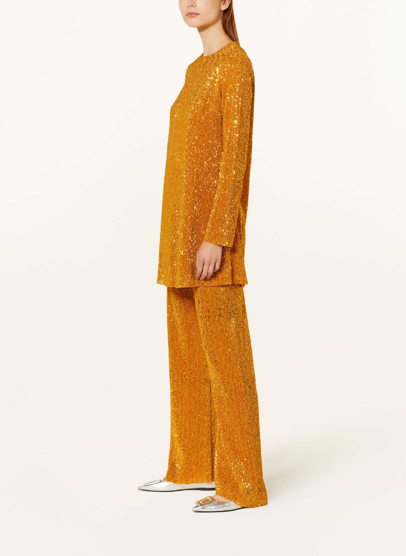STINE GOYA Wide leg trousers MARKUS with sequins and glitter thread, Color: GOLD (Image 4)