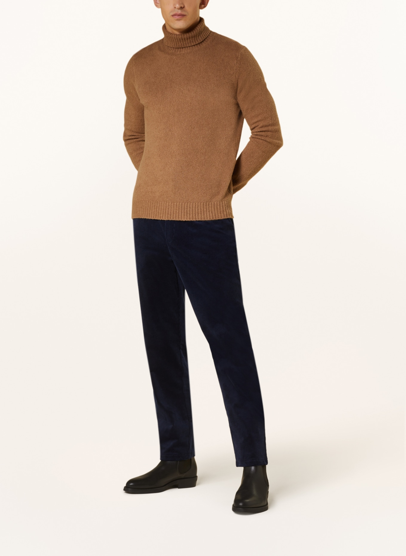 MAERZ MUENCHEN Spodnie sztruksowe w dresowym stylu regular fit, Kolor: GRANATOWY (Obrazek 2)