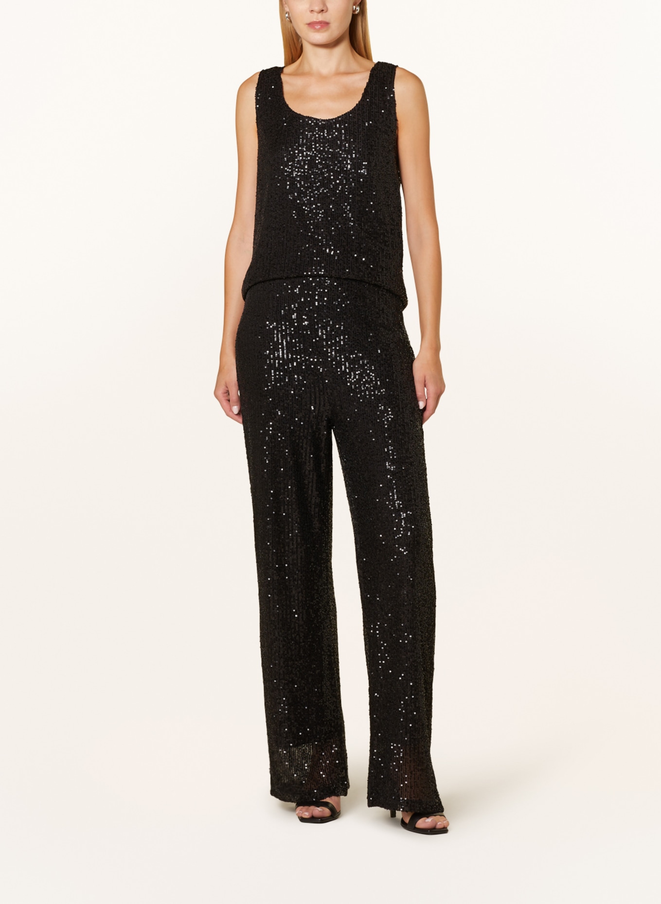 darling harbour Wide leg trousers with sequins, Color: BLACK (Image 2)