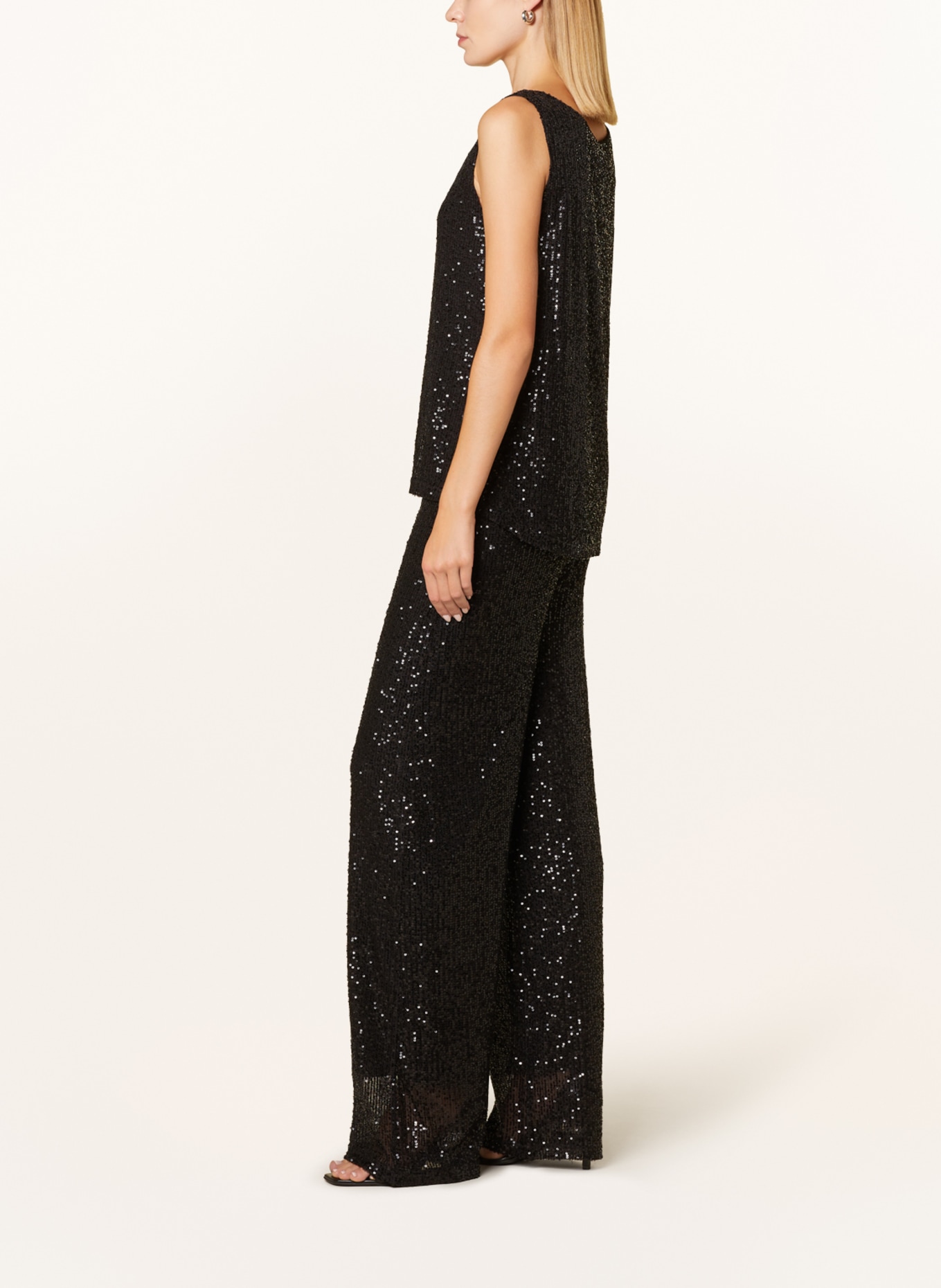 darling harbour Wide leg trousers with sequins, Color: BLACK (Image 4)
