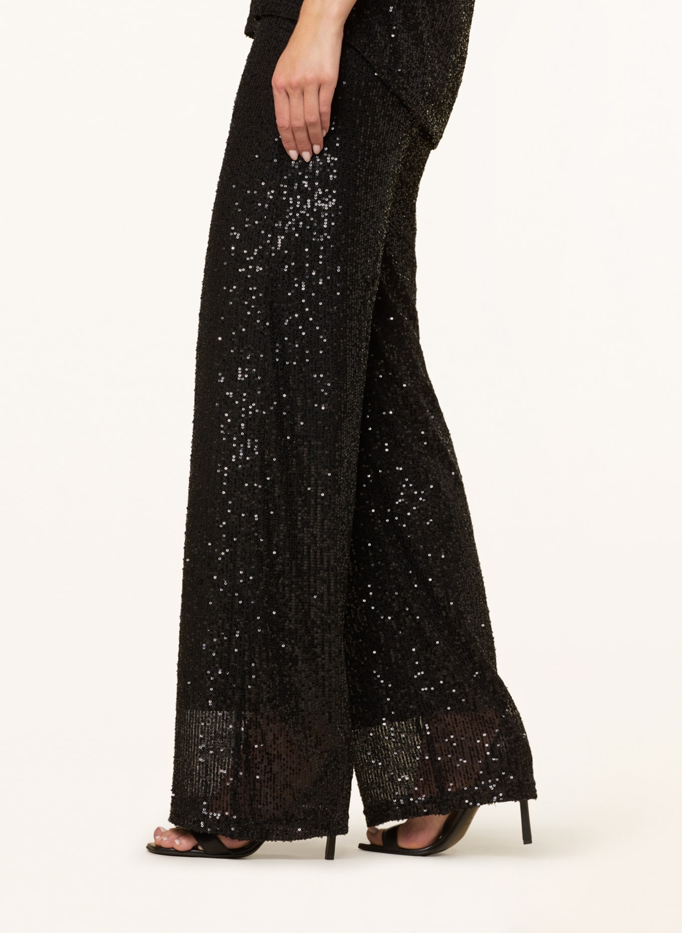 darling harbour Wide leg trousers with sequins, Color: BLACK (Image 5)