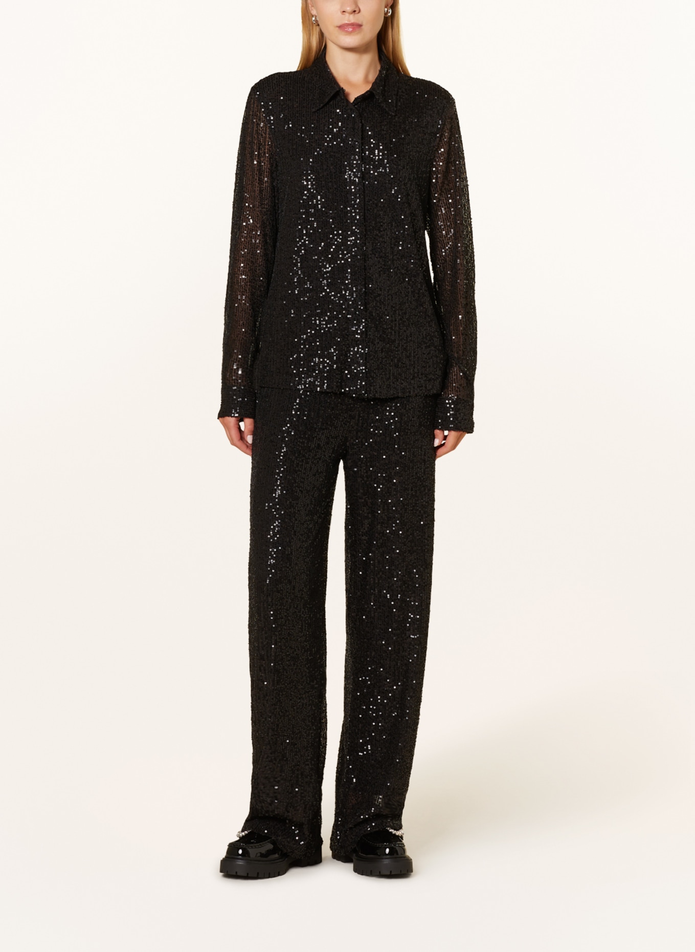 darling harbour Shirt blouse with sequins, Color: BLACK (Image 2)
