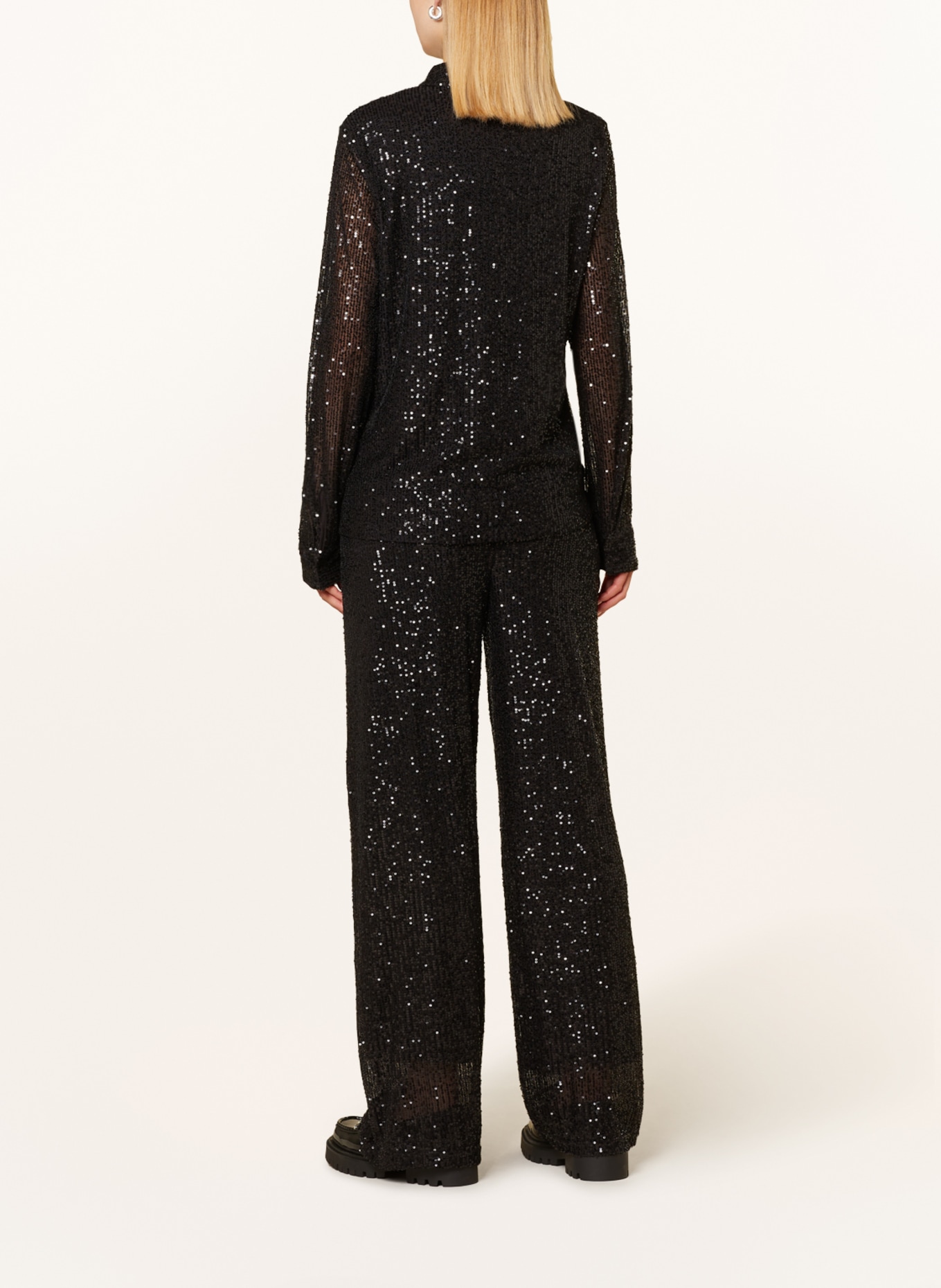 darling harbour Shirt blouse with sequins, Color: BLACK (Image 3)
