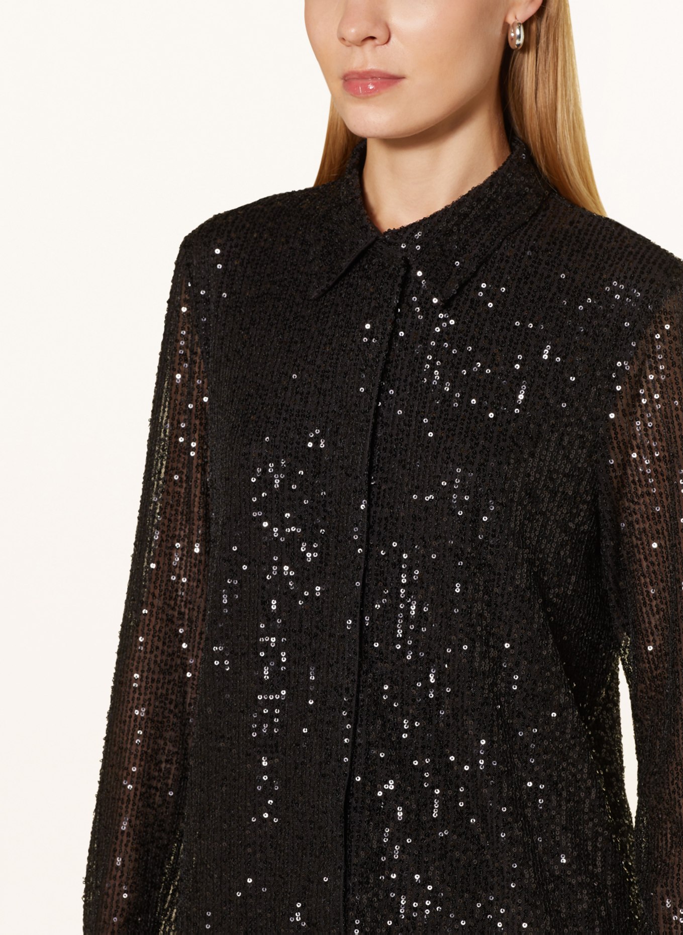 darling harbour Shirt blouse with sequins, Color: BLACK (Image 4)