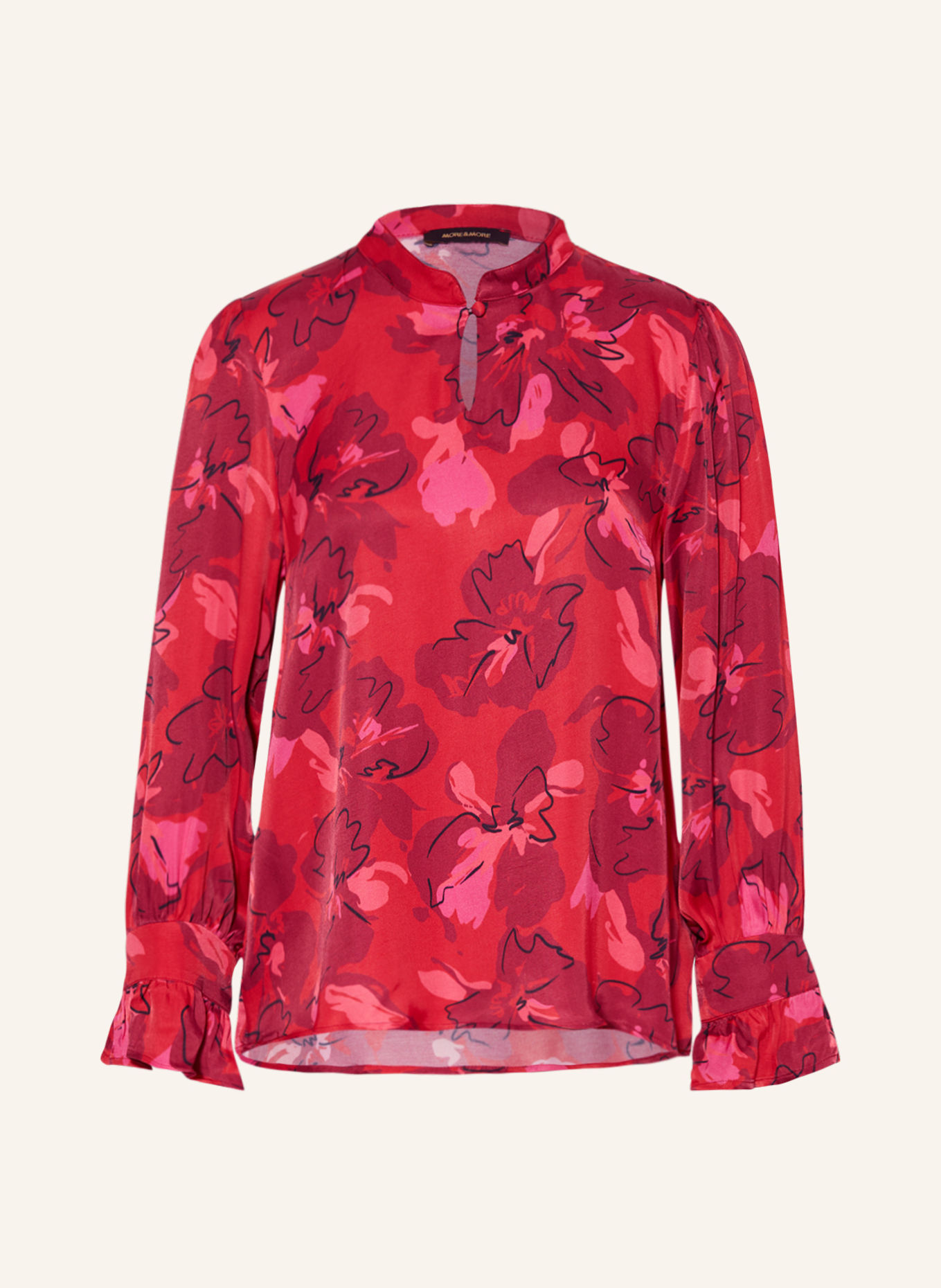 MORE & MORE Blusenshirt aus Satin, Farbe: ROT/ DUNKELROT/ PINK (Bild 1)