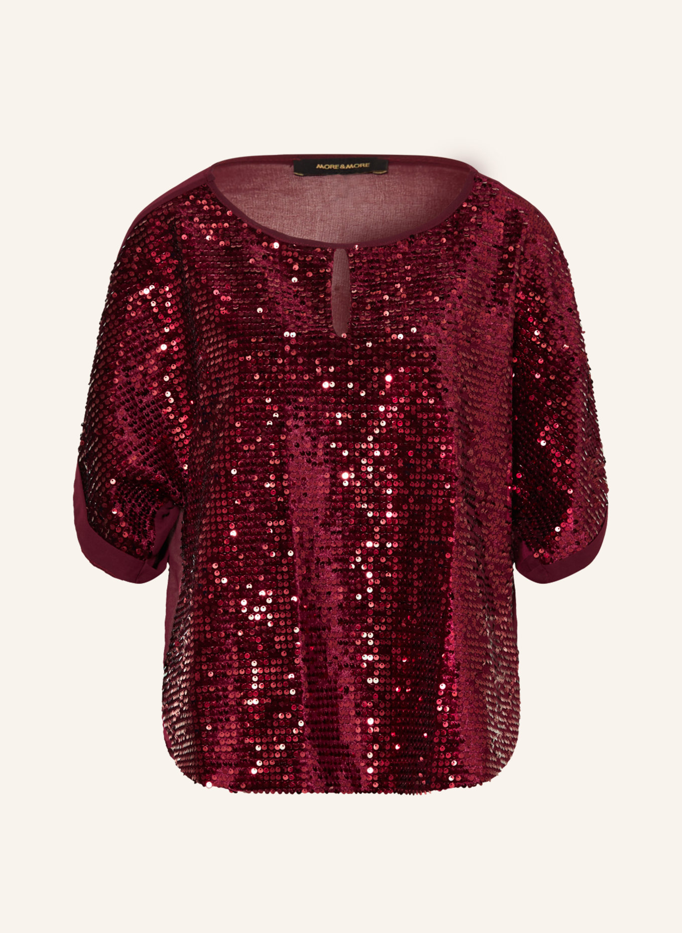 MORE & MORE Shirt blouse with sequins, Color: DARK RED (Image 1)