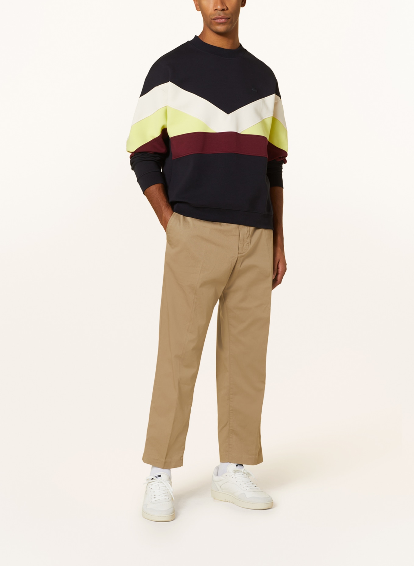 LACOSTE Sweatshirt, Farbe: DUNKELBLAU/ DUNKELROT/ NEONGELB (Bild 2)
