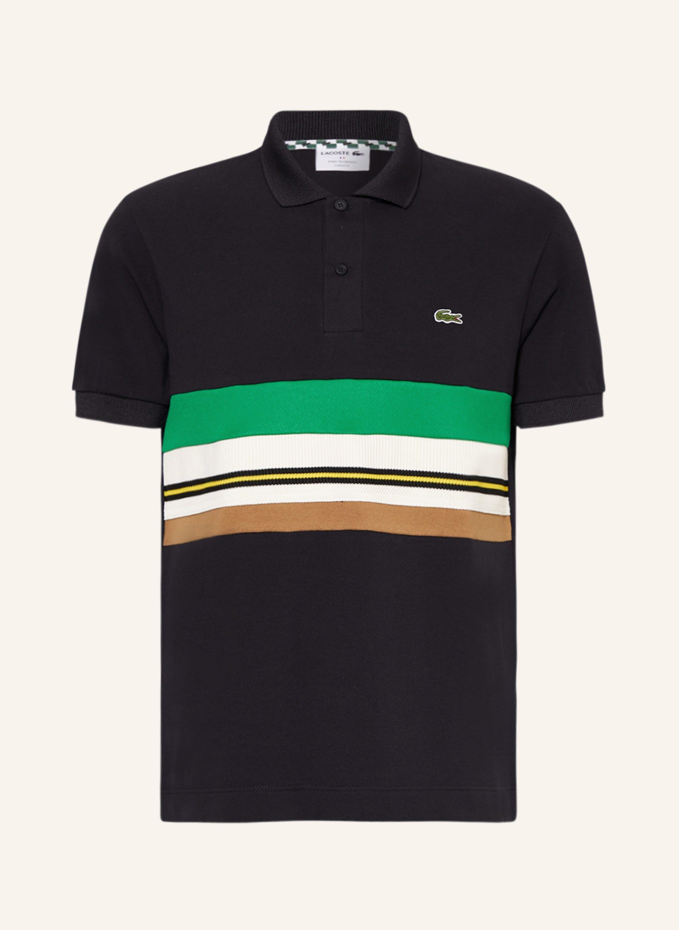 LACOSTE Piqué-Poloshirt Classic Fit, Farbe: DUNKELBLAU/ CREME/ GRÜN (Bild 1)