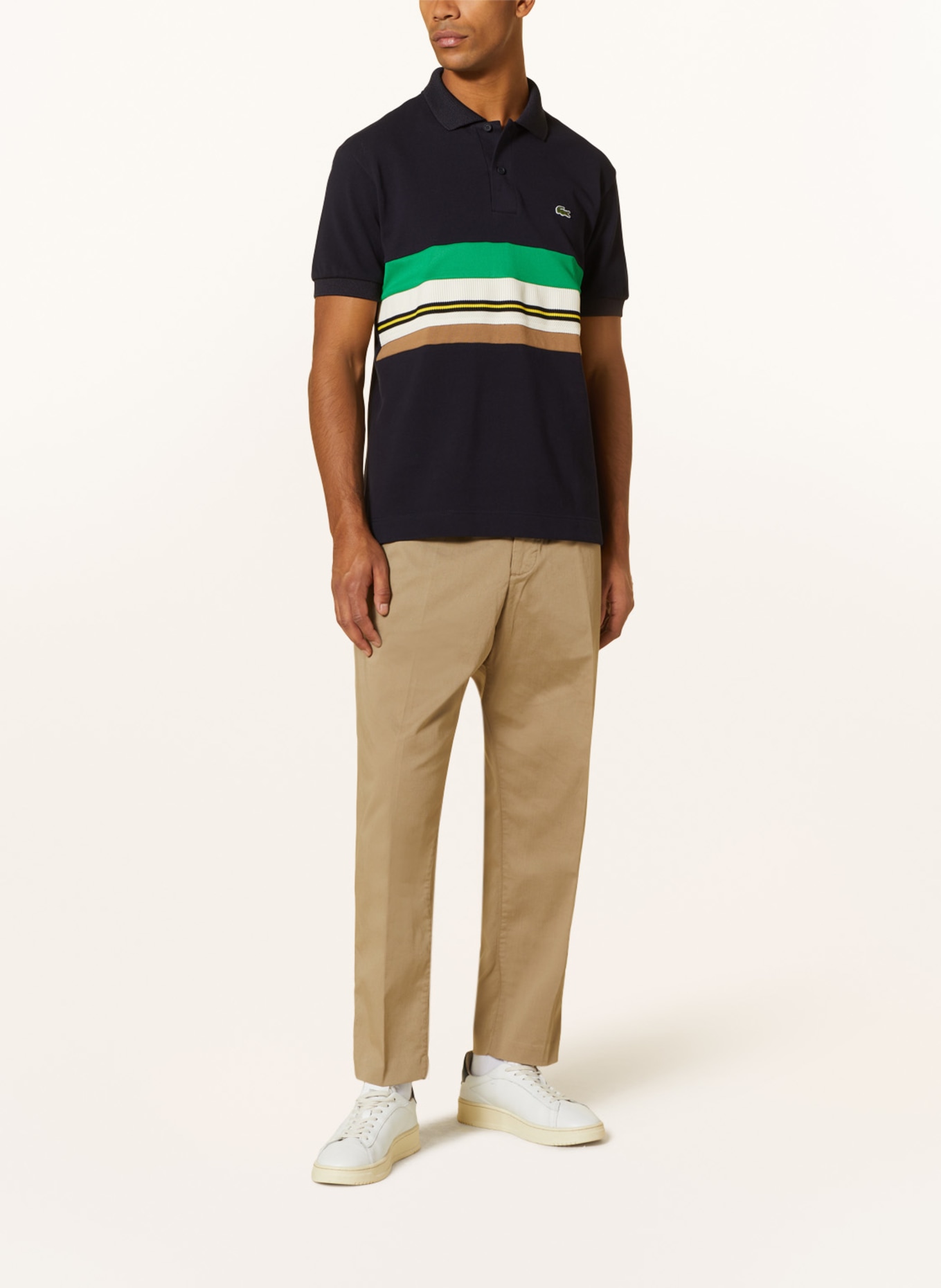 LACOSTE Piqué-Poloshirt Classic Fit, Farbe: DUNKELBLAU/ CREME/ GRÜN (Bild 2)