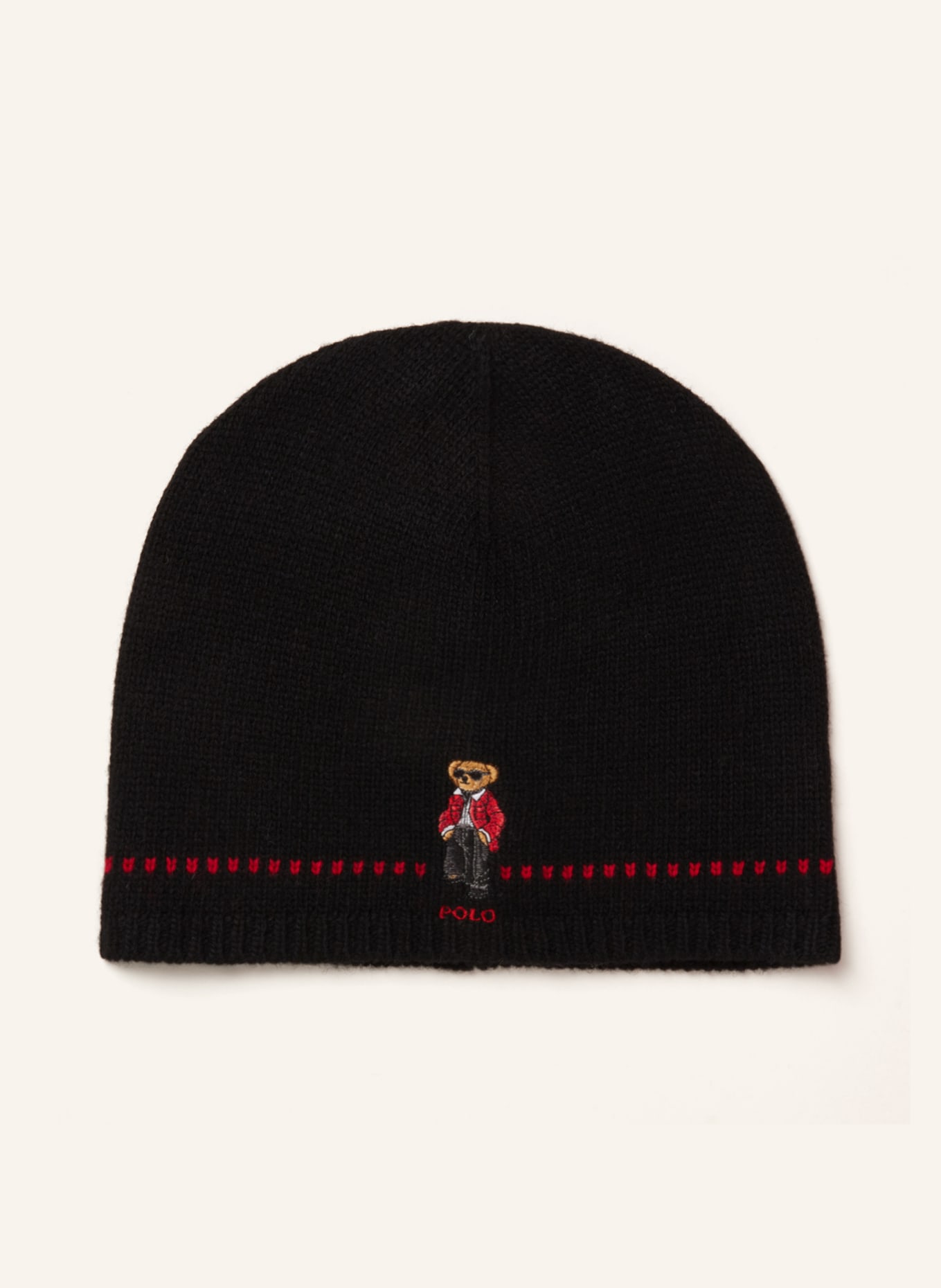 POLO RALPH LAUREN Beanie, Color: BLACK/ RED (Image 1)