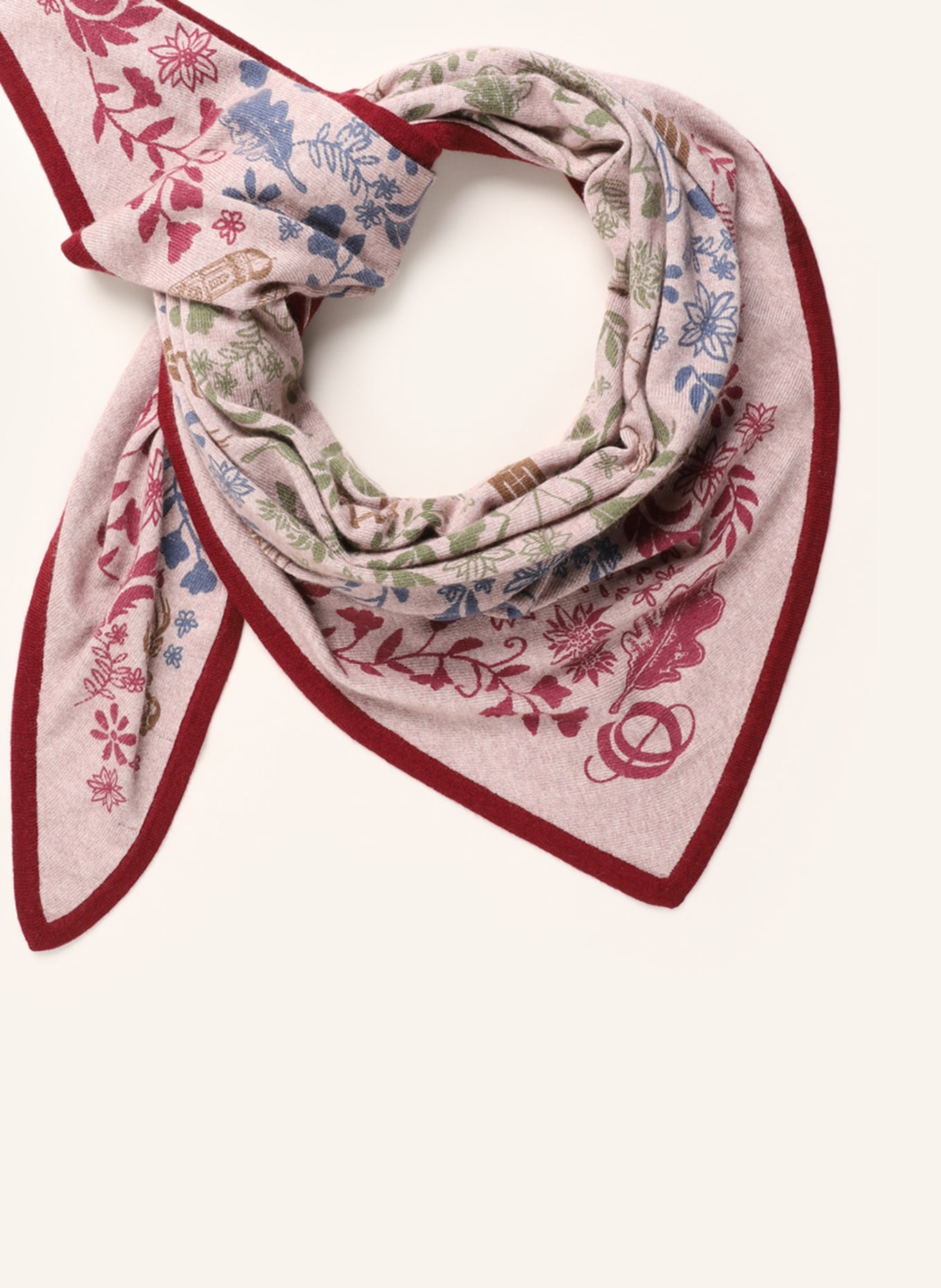 CODELLO Triangular scarf, Color: ROSE/ DARK RED/ GREEN (Image 2)