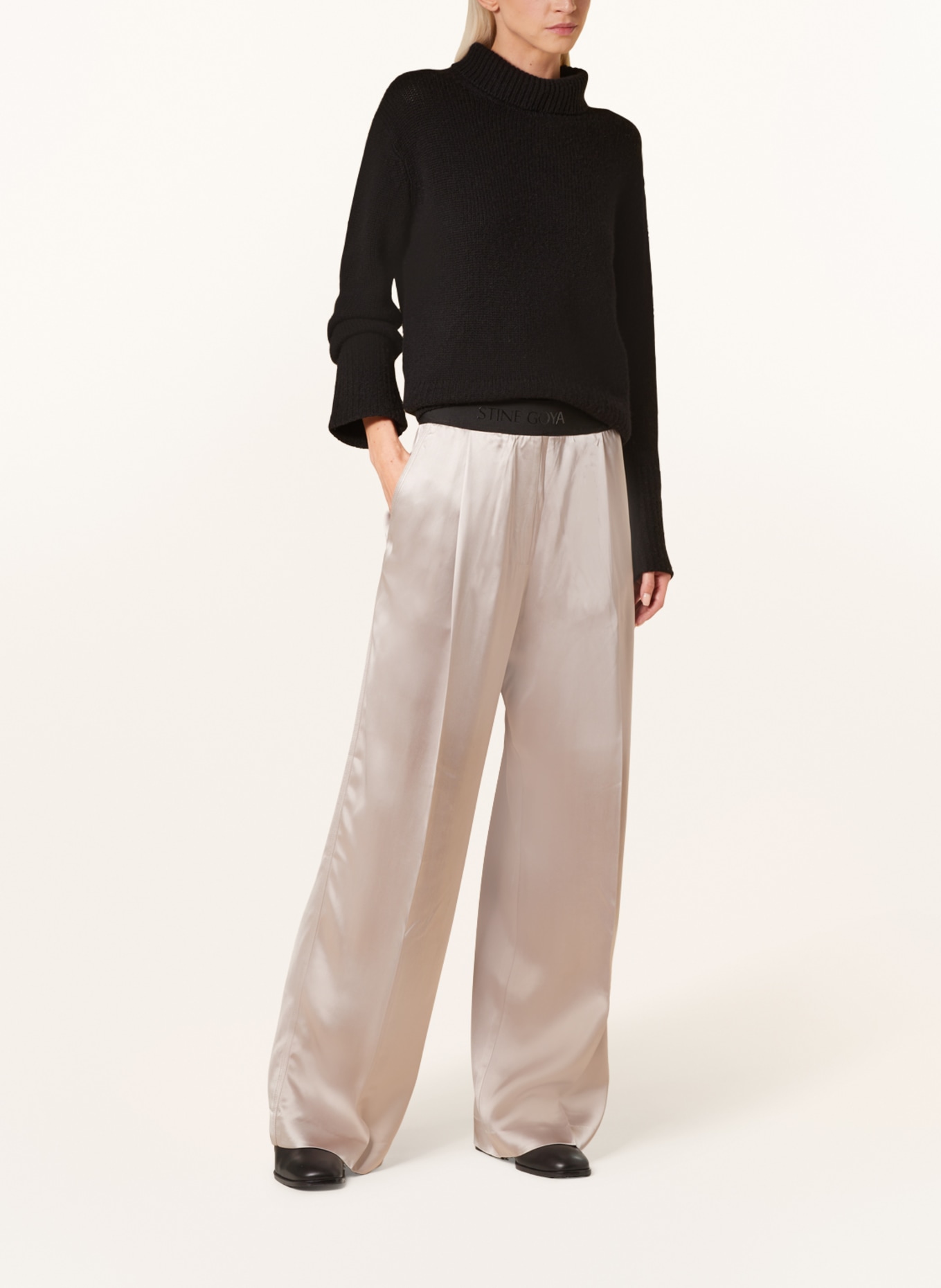 STINE GOYA Satin trousers CIARA, Color: SILVER (Image 2)