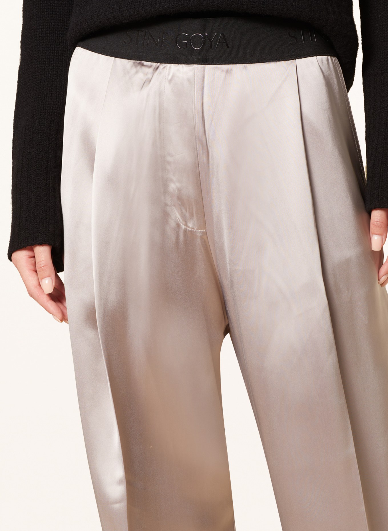 STINE GOYA Satin trousers CIARA, Color: SILVER (Image 5)