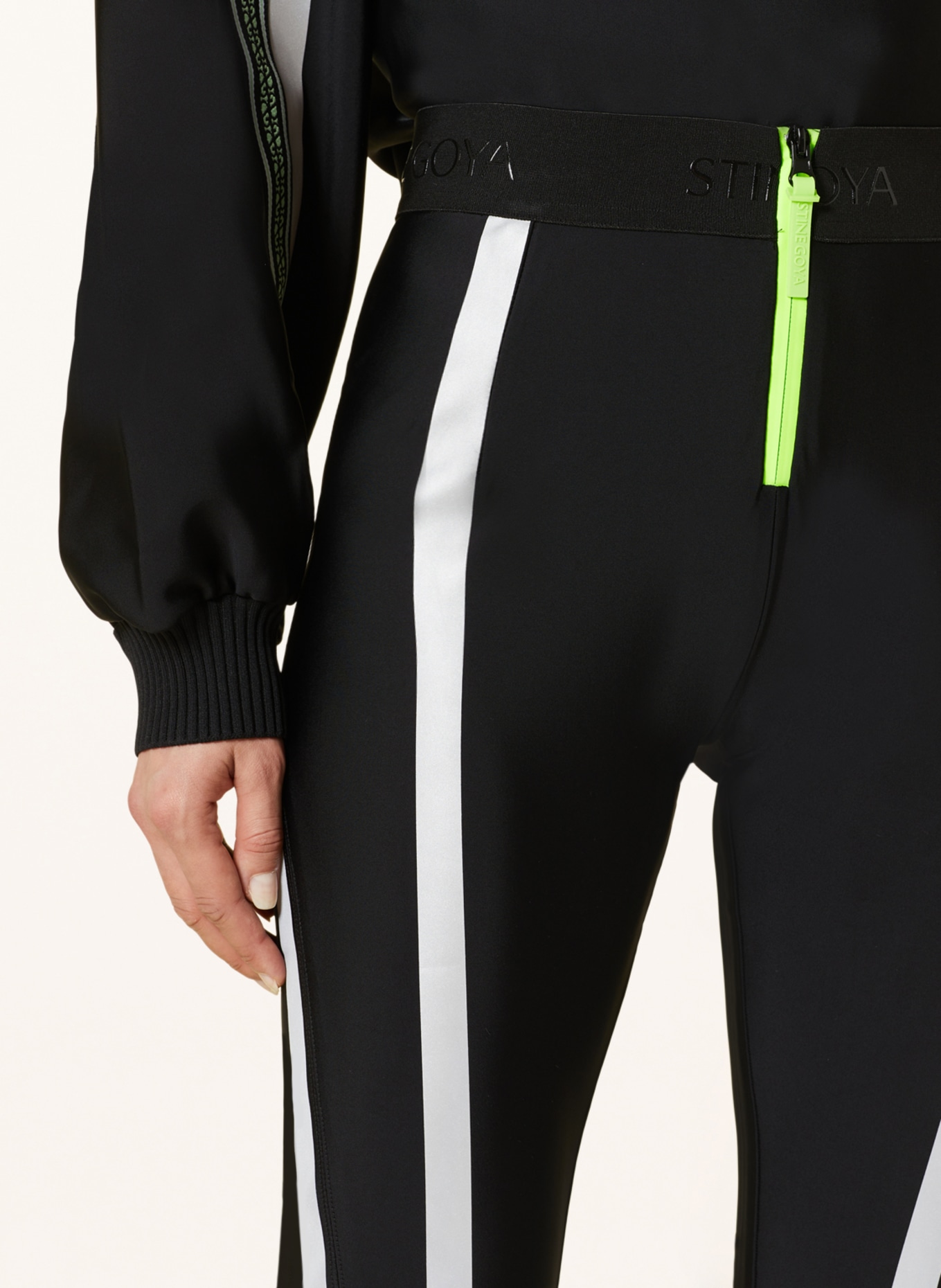 STINE GOYA Leggings MAVIS with tuxedo stripes, Color: BLACK/ LIGHT GRAY (Image 5)