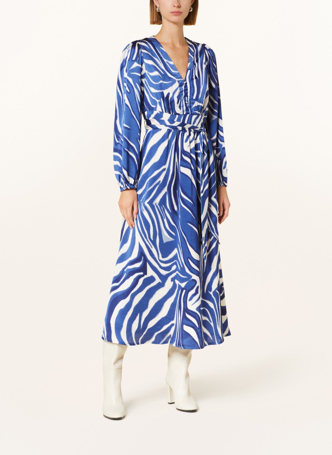 NEO NOIR Dress LOUISE, Color: BLUE/ CREAM (Image 2)