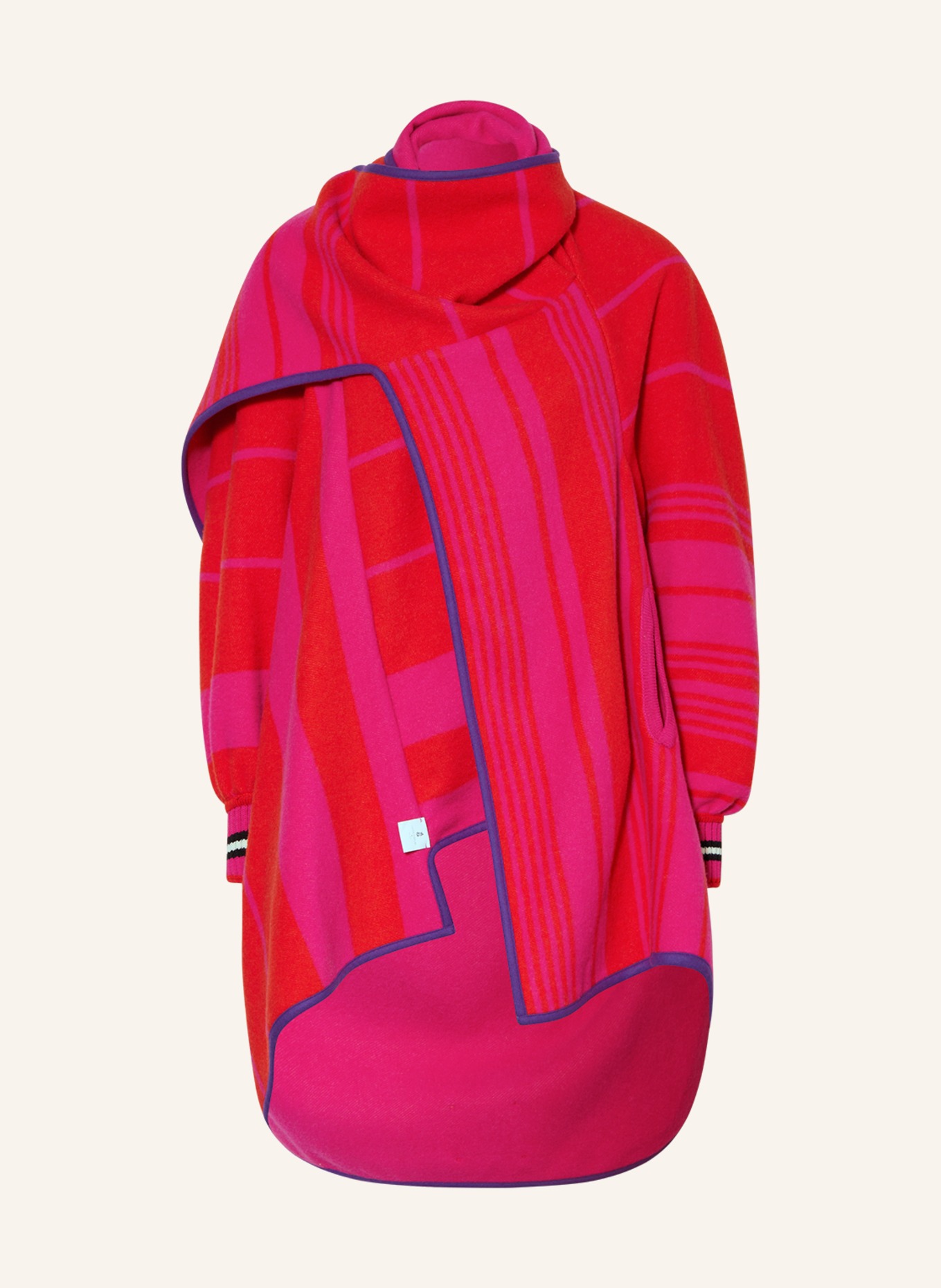 LA COUVERTURE Reversible cape, Color: RED/ NEON PINK (Image 1)