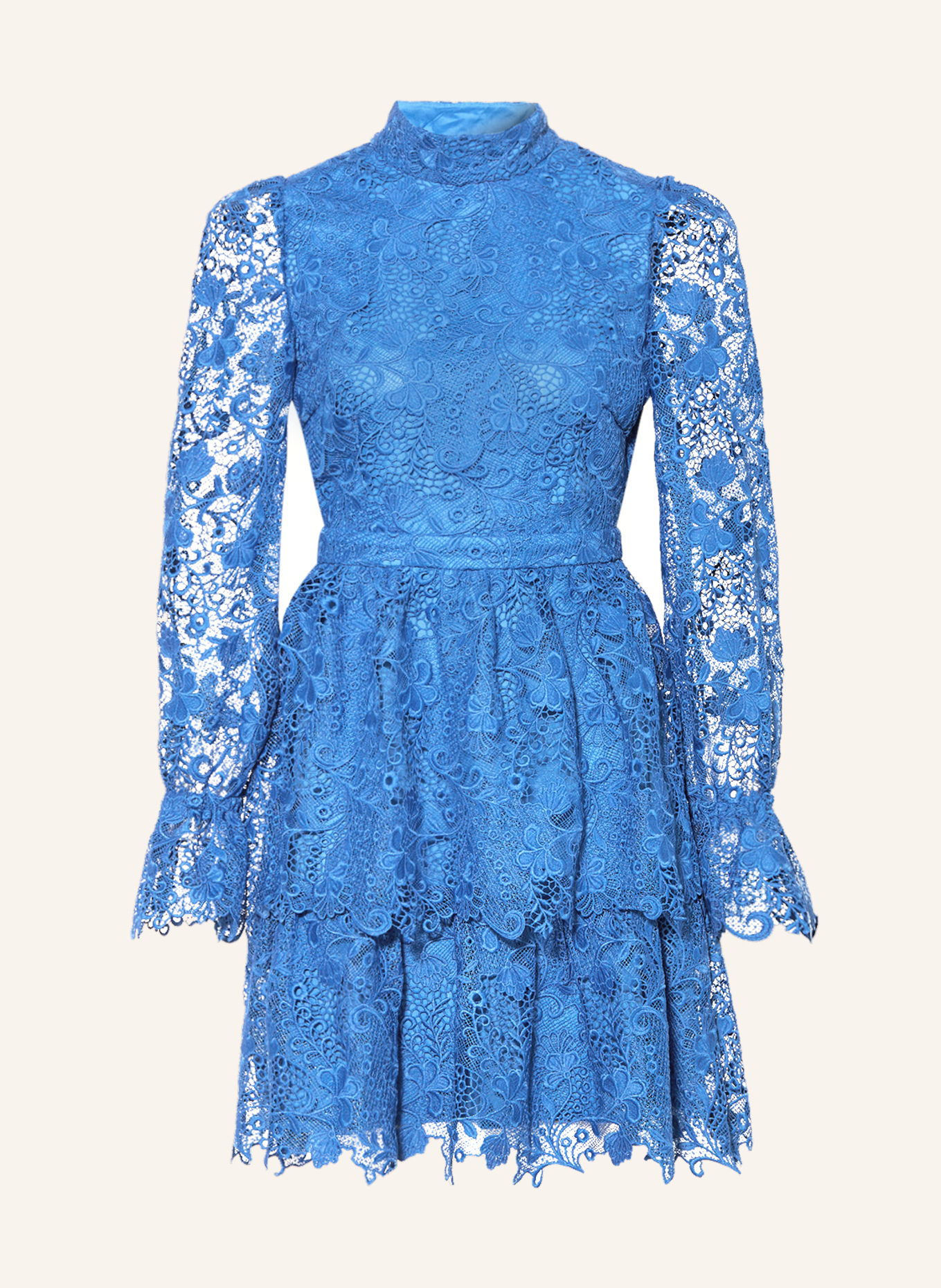 JUNE FRIDAYS Šaty s háčkovanou krajkou, Barva: MODRÁ (Obrázek 1)