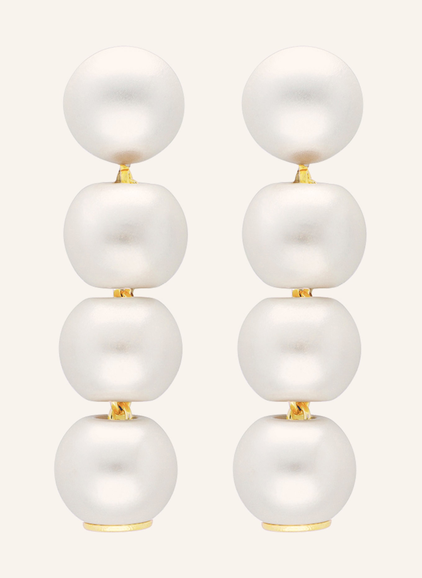 VANESSA BARONI Earrings SMALL BEADS, Color: WHITE/ GOLD (Image 1)