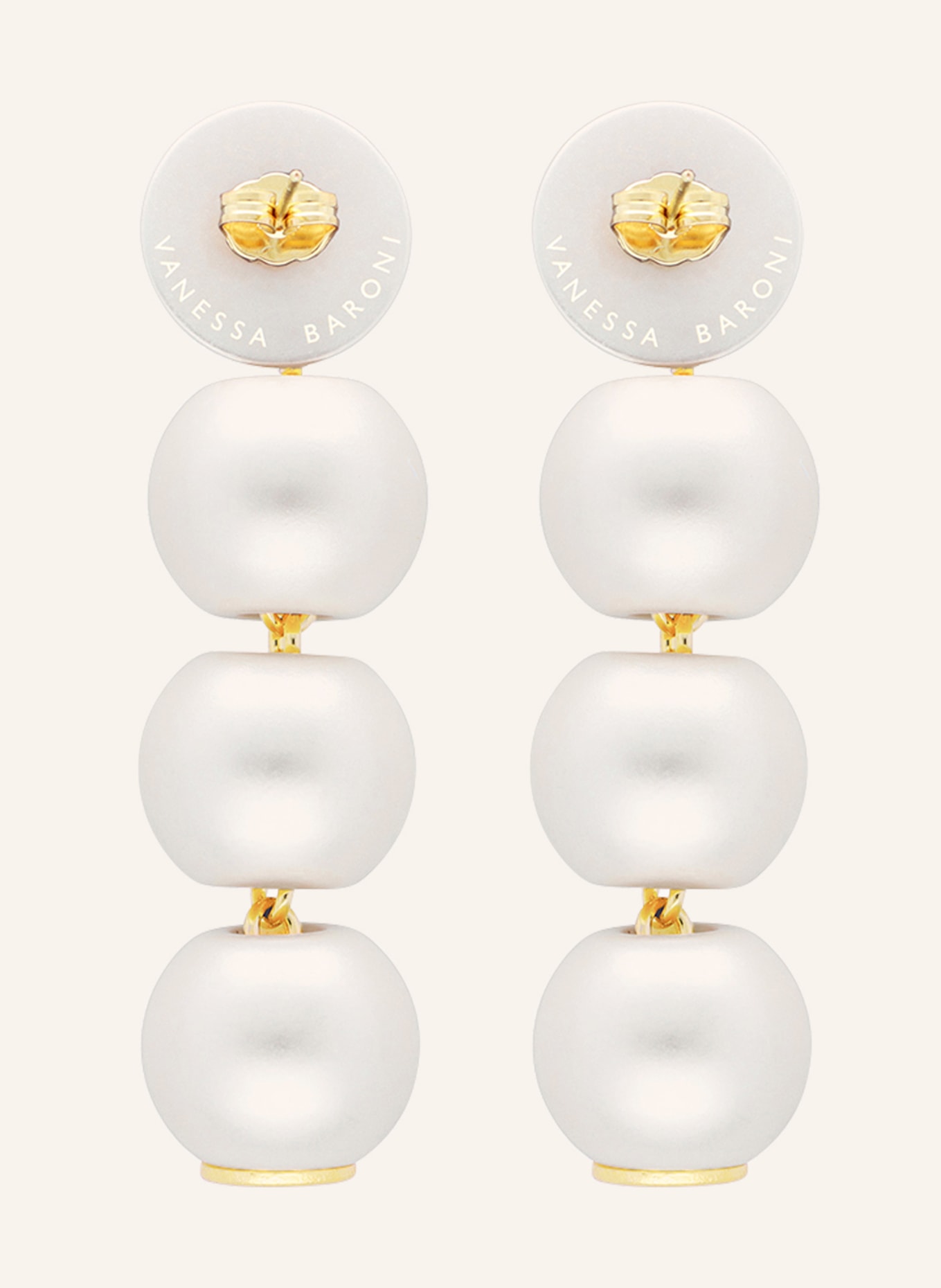VANESSA BARONI Earrings SMALL BEADS, Color: WHITE/ GOLD (Image 2)