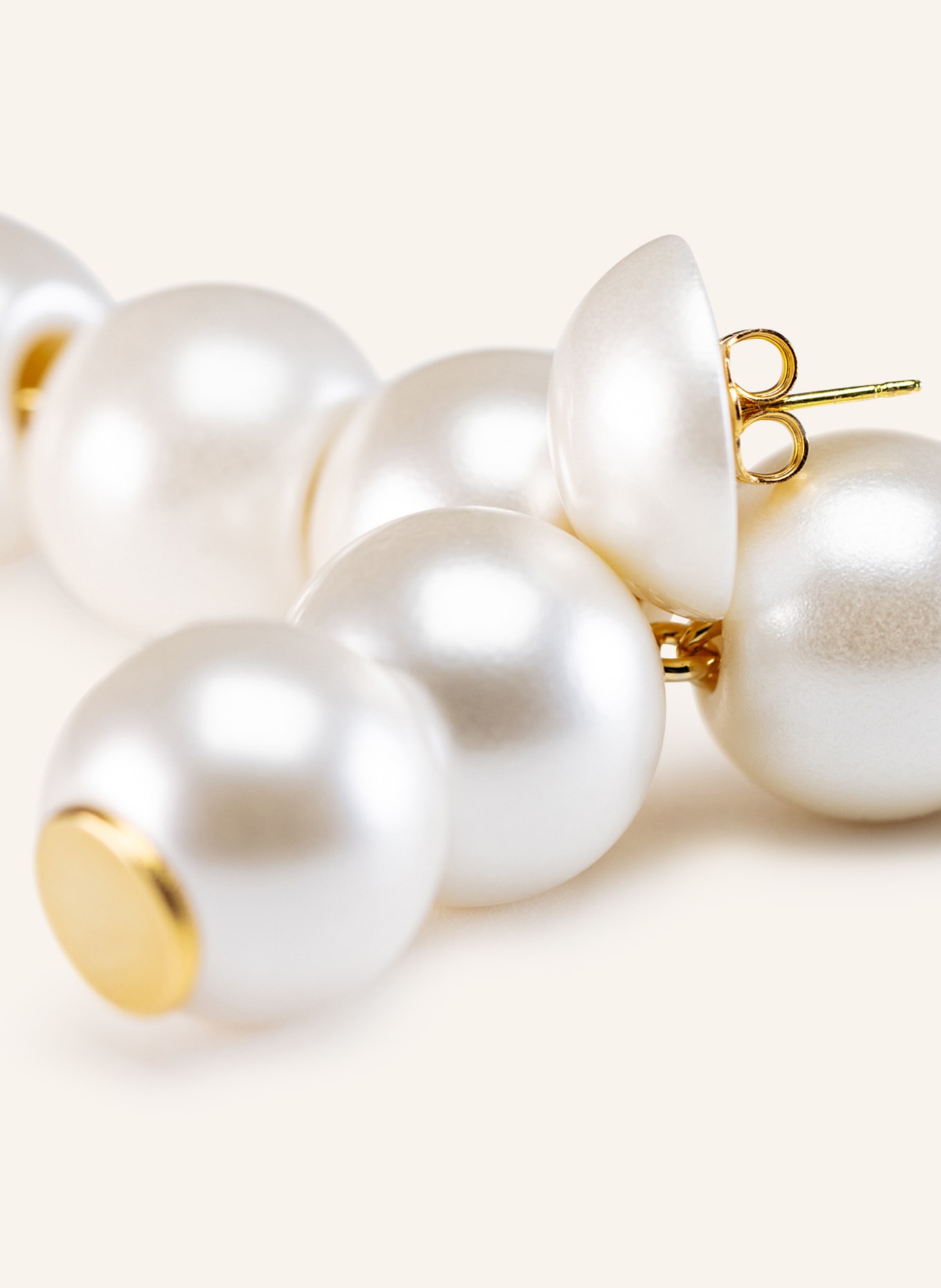 VANESSA BARONI Earrings SMALL BEADS, Color: WHITE/ GOLD (Image 3)