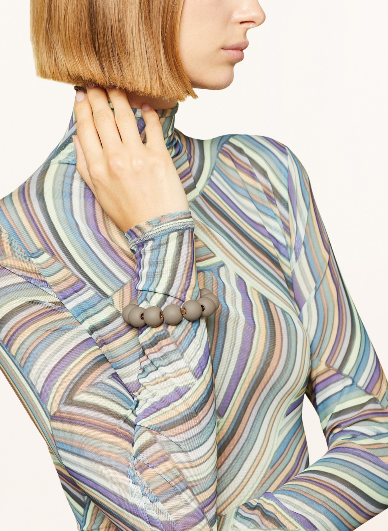 VANESSA BARONI Bracelet BEADS, Color: TAUPE/ GOLD (Image 3)