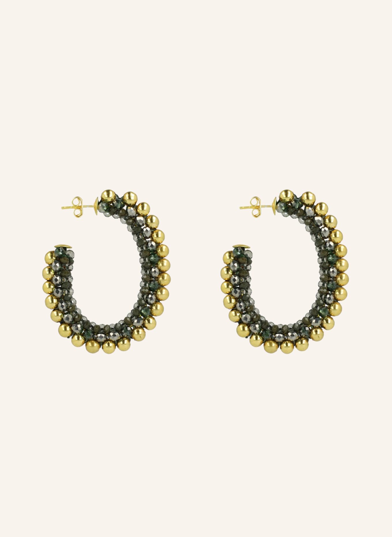 LOTT.gioielli Creole earrings, Color: GREEN/ GOLD (Image 2)