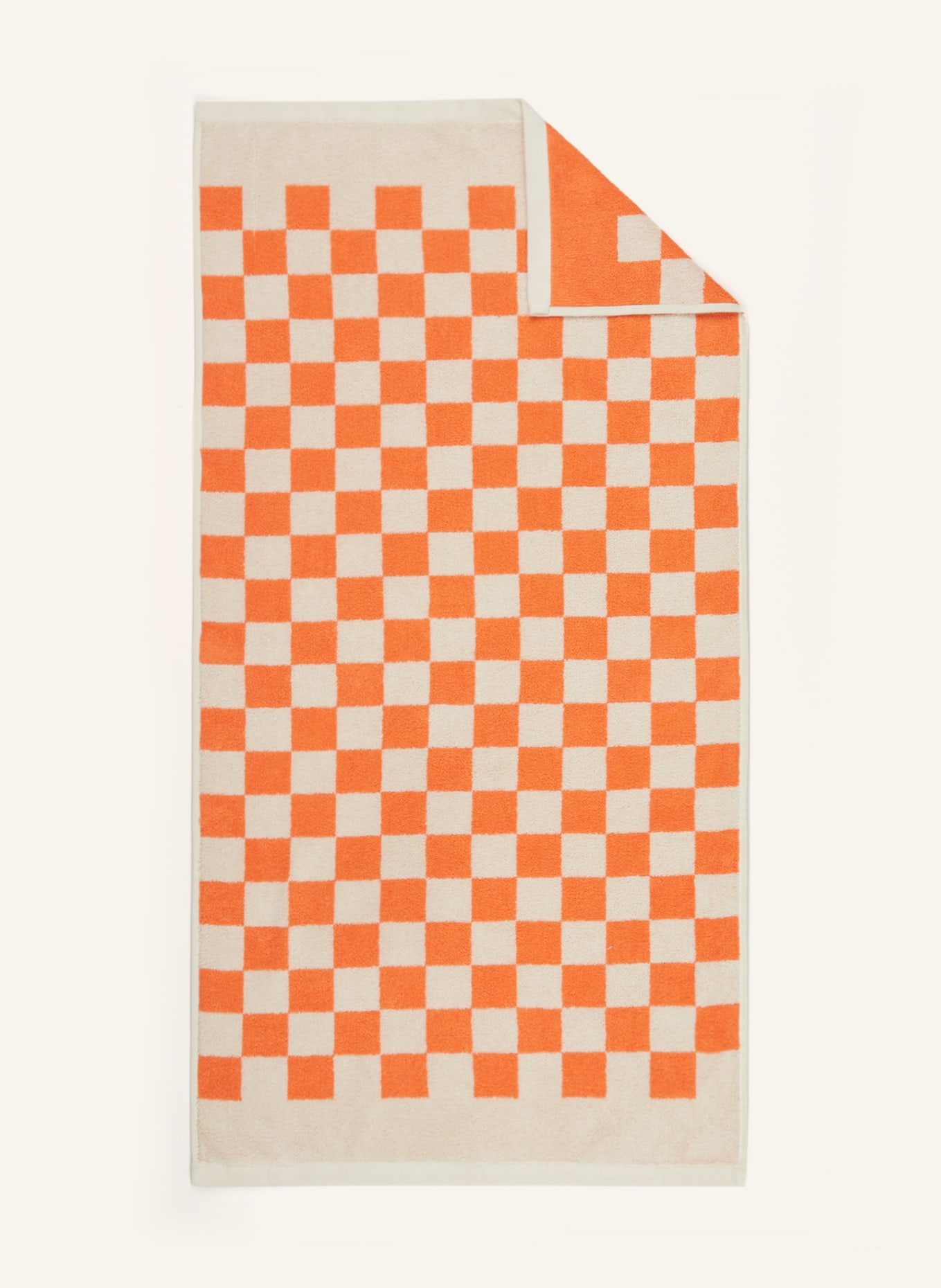 Marc O'Polo Towel CHECKER, Color: ECRU/ ORANGE (Image 1)