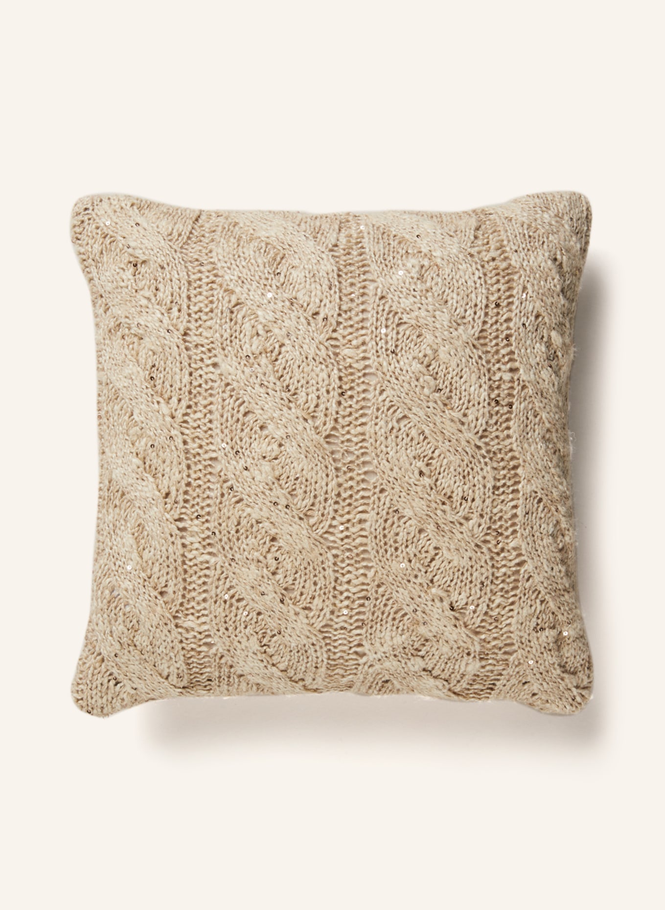 BRUNELLO CUCINELLI Decorative cushion with linen and silk, Color: BEIGE (Image 1)