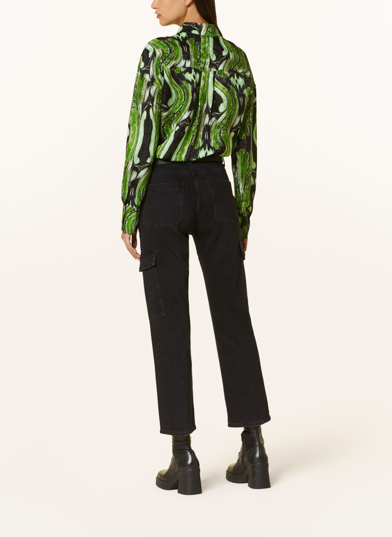 MRS & HUGS Oversized shirt blouse, Color: GREEN/ BLACK (Image 3)